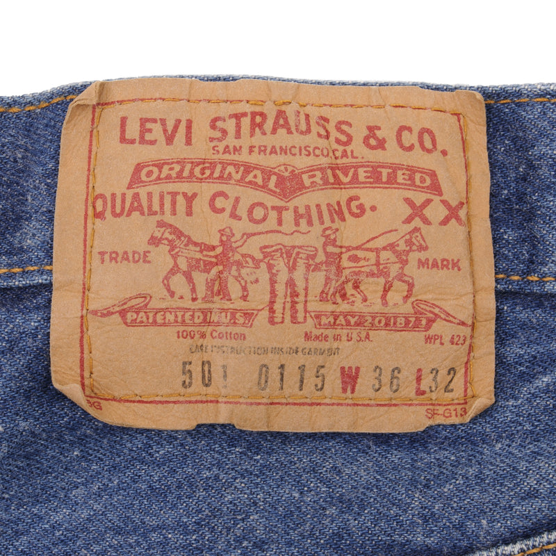 Beautiful Indigo Levis 501 1980S Jeans Made in USA with Dark Blue Wash  Size on tag 36x36 actual size 34x32 Back Button #544
