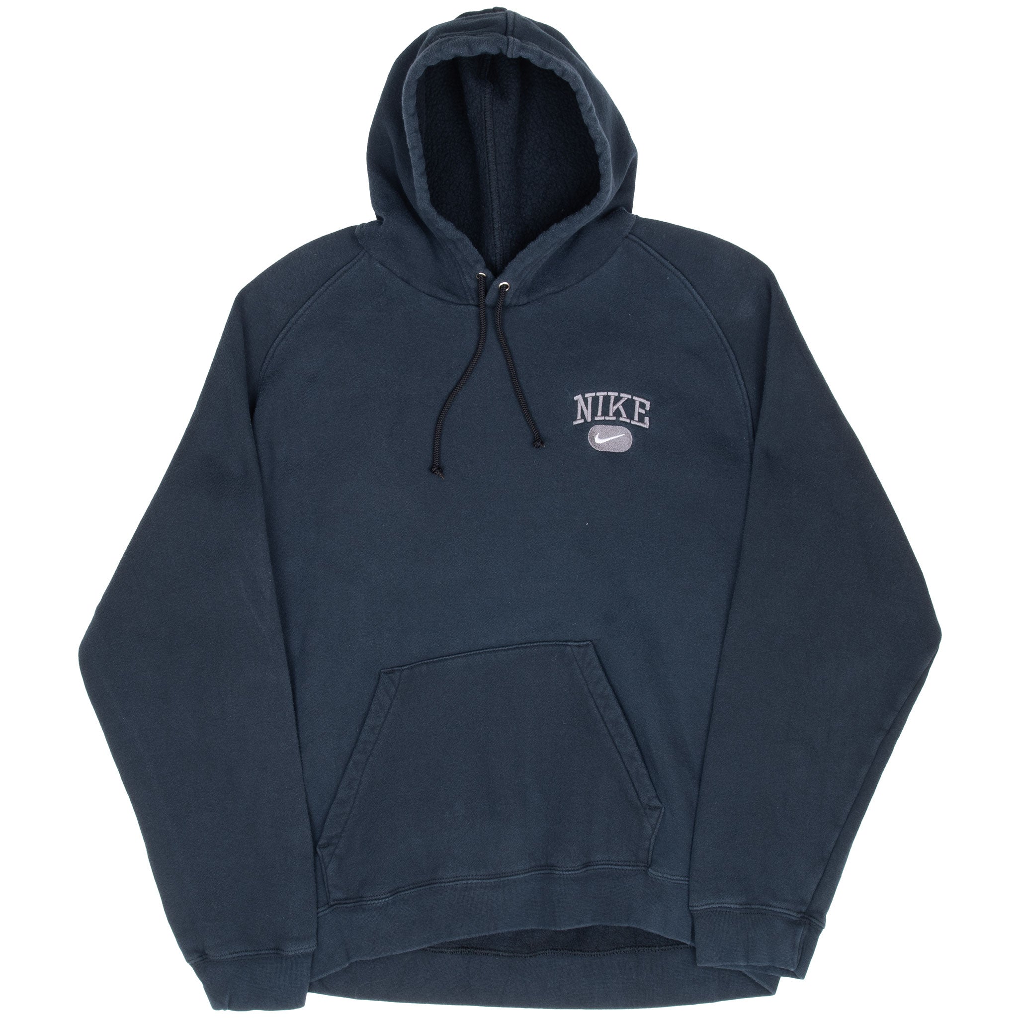 Vintage Nike Swoosh Navy Blue Hoodie Sweatshirt 2000S Size Large