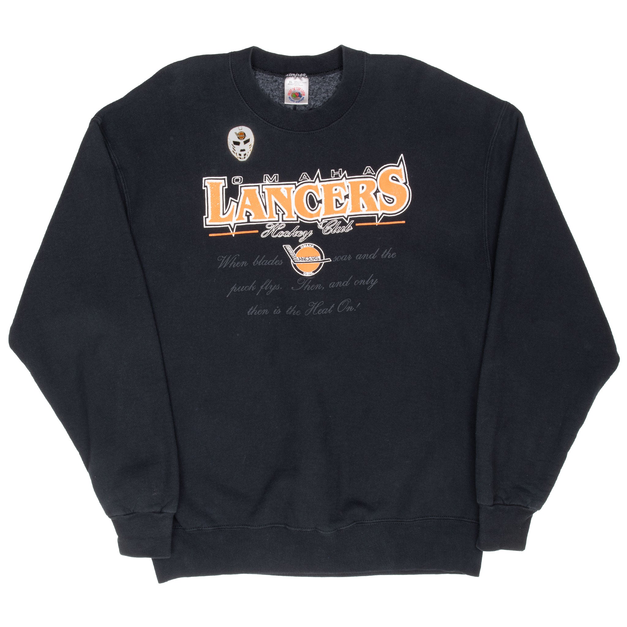 Vintage Ushl Omaha Lancers Hockey Club With Pin Sweatshirt Size XL Made In Usa