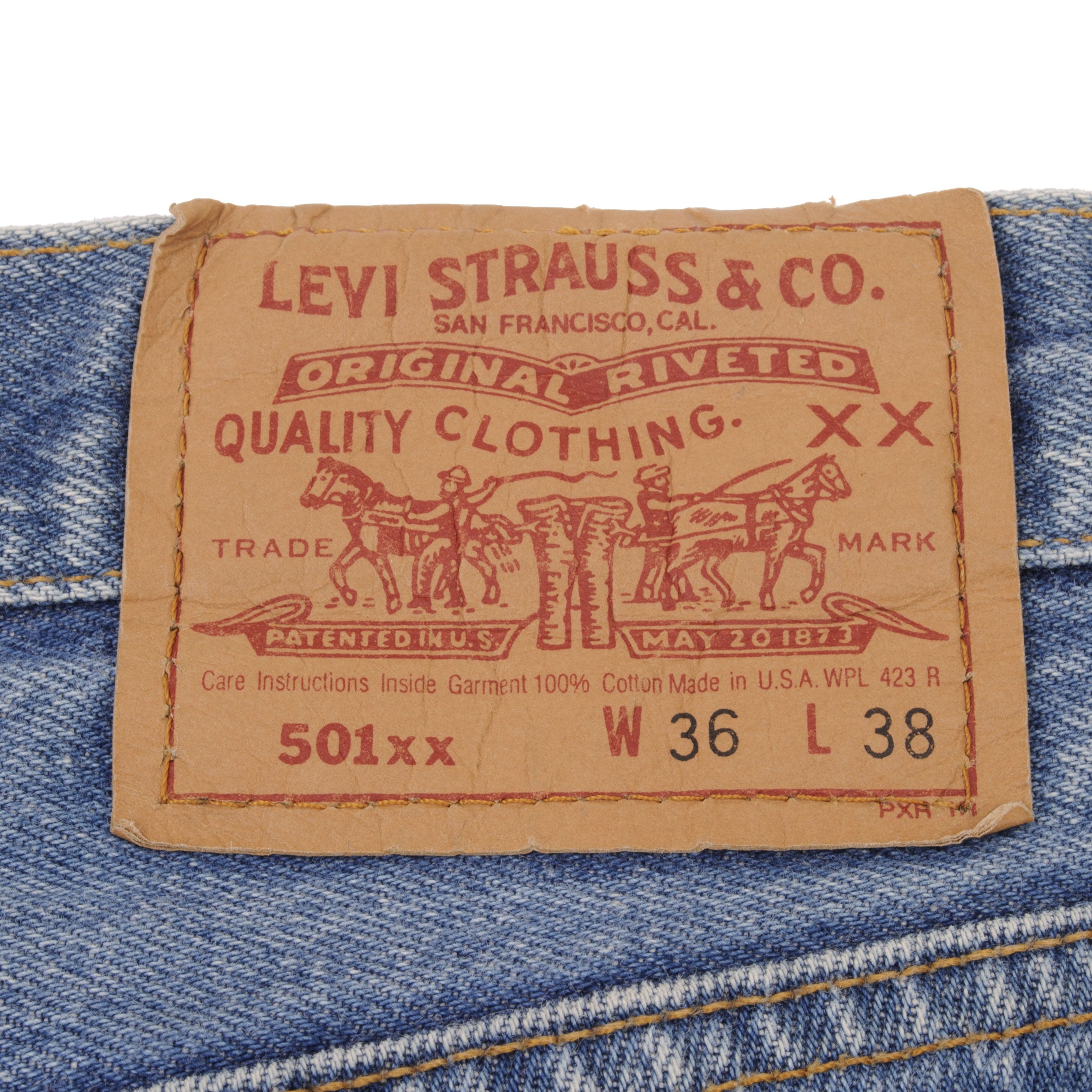 VINTAGE LEVIS 501 JEANS INDIGO 1980S SIZE W36 L35 MADE IN USA