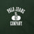 Close-up of white Polo Jeans RL-67 Company chest print on green fabric