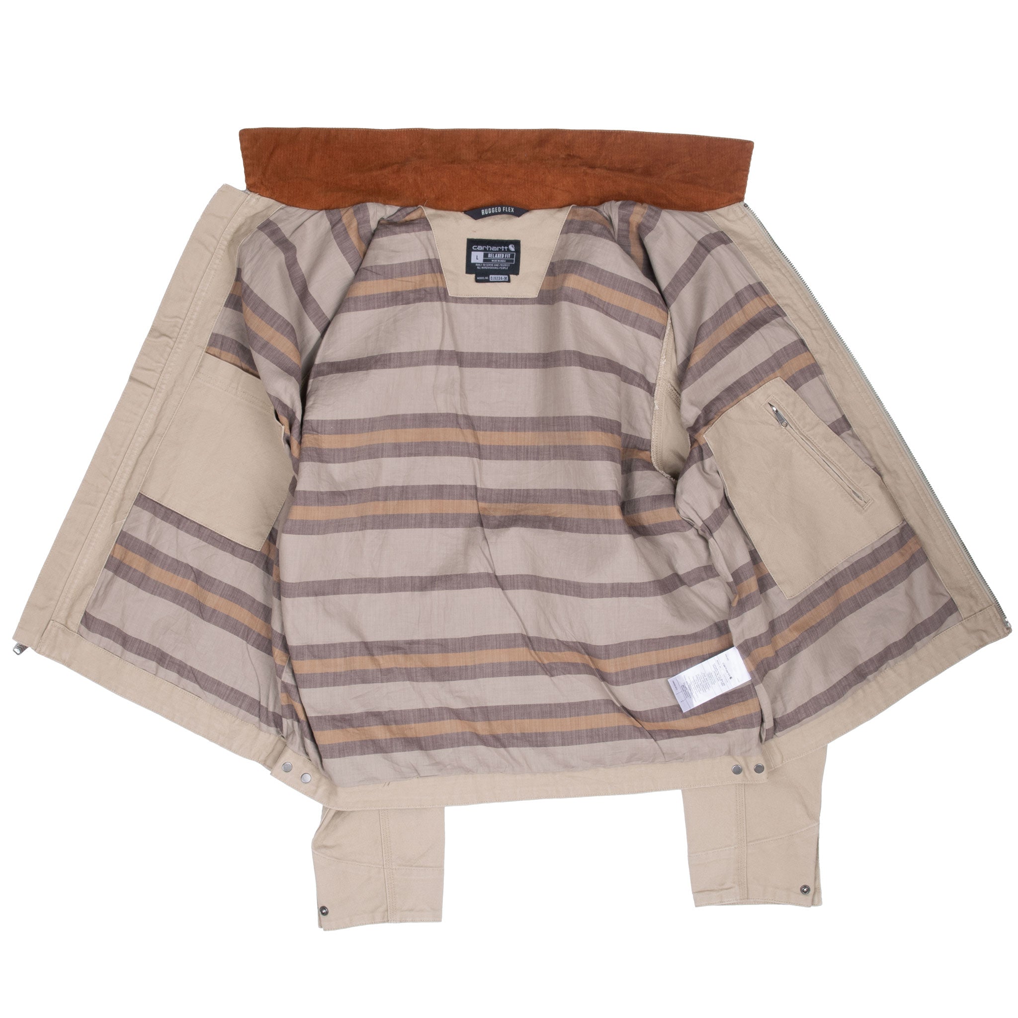 Vintage Carhartt Detroit Style Tan Jacket Corduroy Collar 106234 B73 Size Large