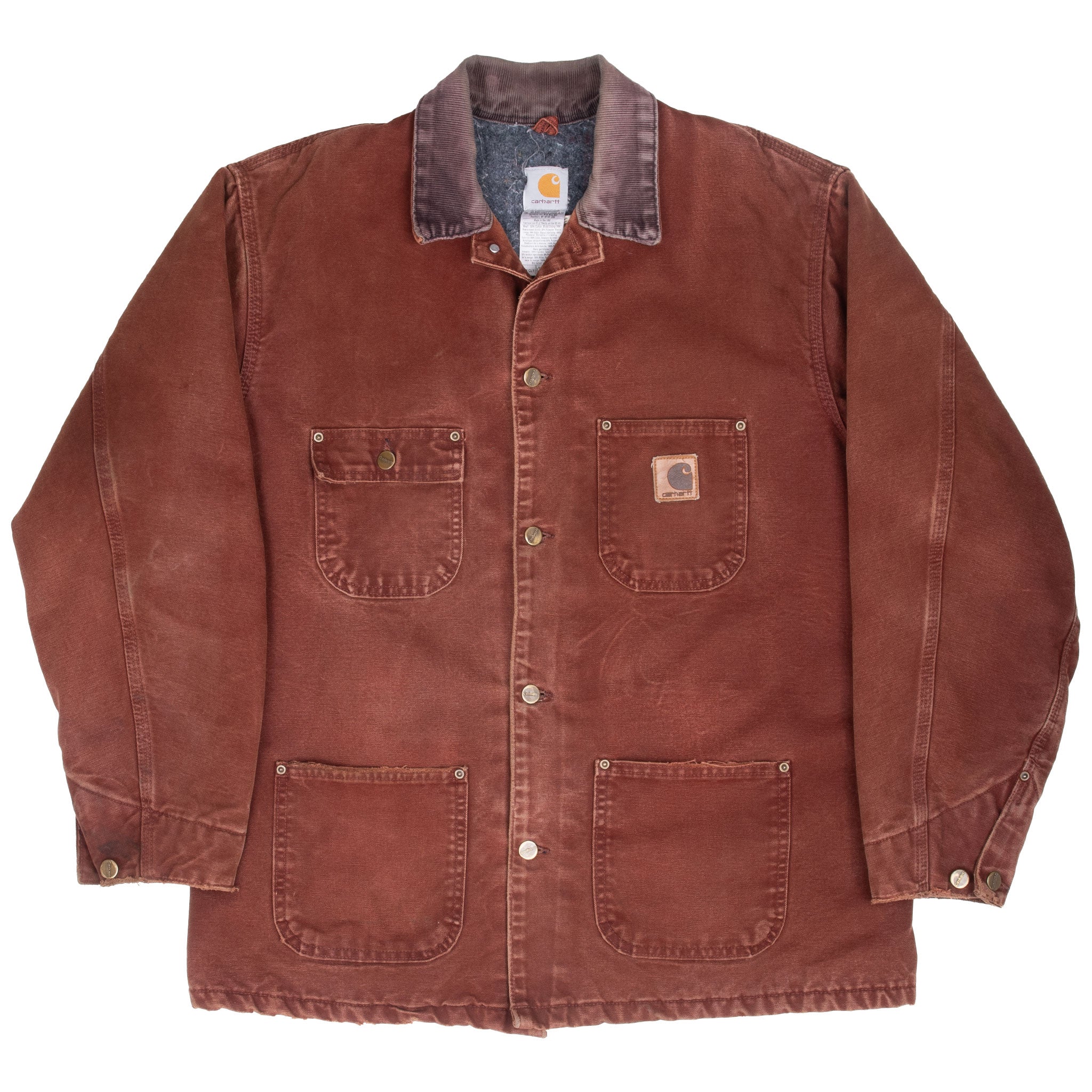 Vintage Carhartt Michigan Style Blanket Lined Crimson Red Jacket 1990S Size Large Made In USA