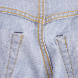 Beautiful Indigo Levis 505 Jeans Made in USA with a medium blue wash and a nice contrast between medium and light blue.  Size on Tag 32X29  Back Button #650