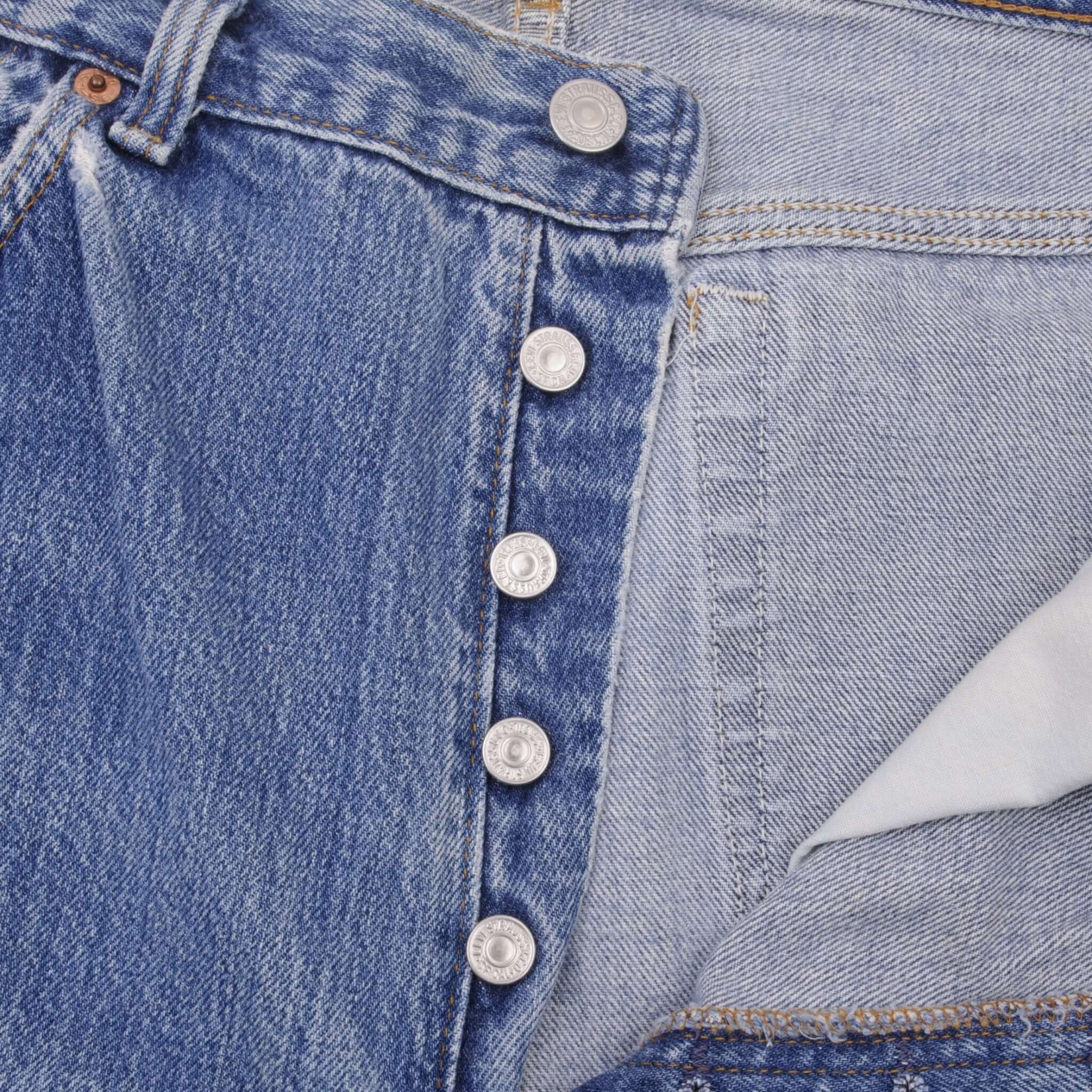 Beautiful Indigo Levis 501 Jeans 1980s Made in USA with Light Wash With Light Whiskers  Size on tag 36X34 Actual Size 35X33  Back Button #553