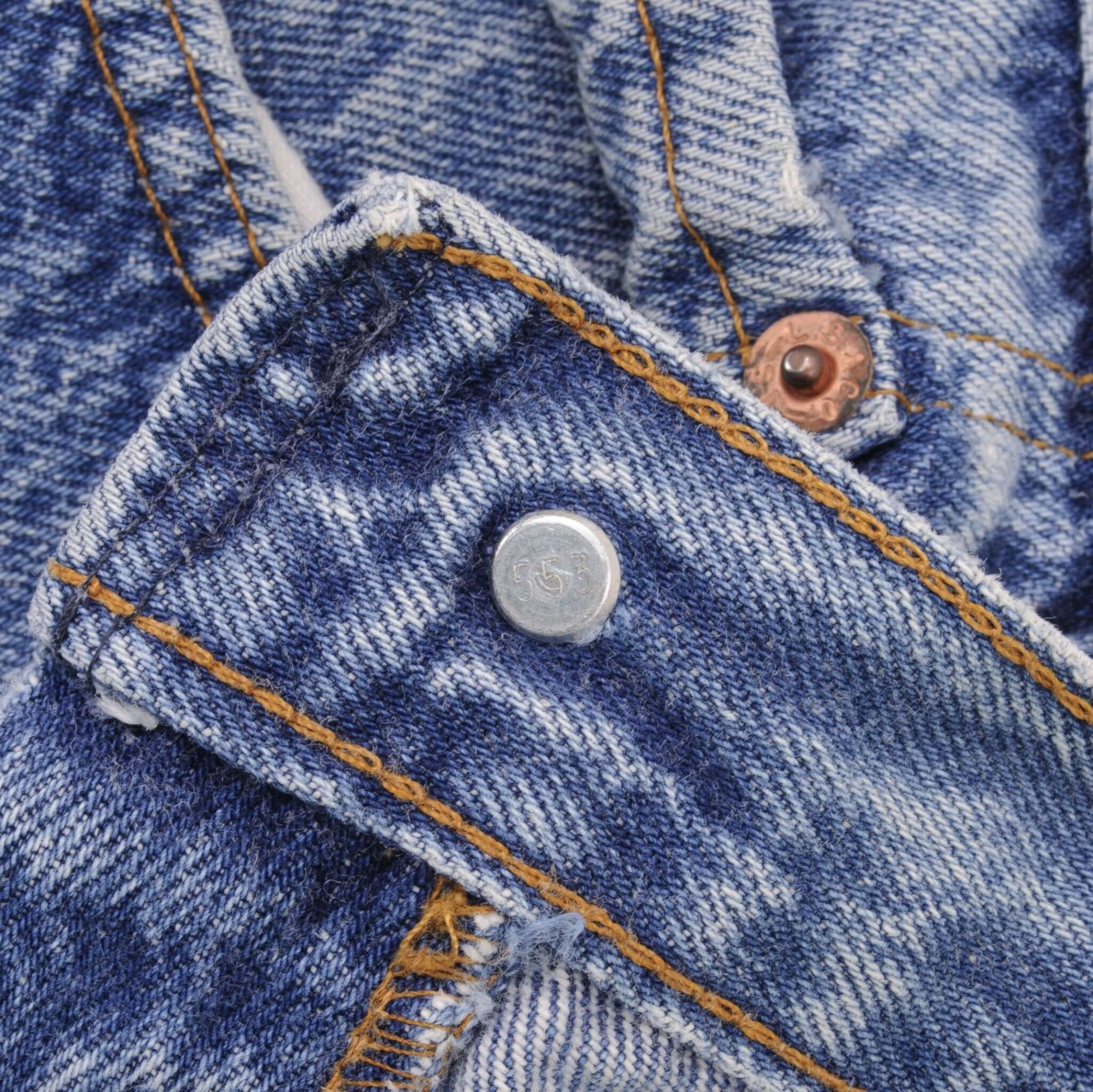 Beautiful Indigo Levis 501 Jeans 1980s Made in USA with Light Wash With Light Whiskers  Size on tag 36X34 Actual Size 35X33  Back Button #553