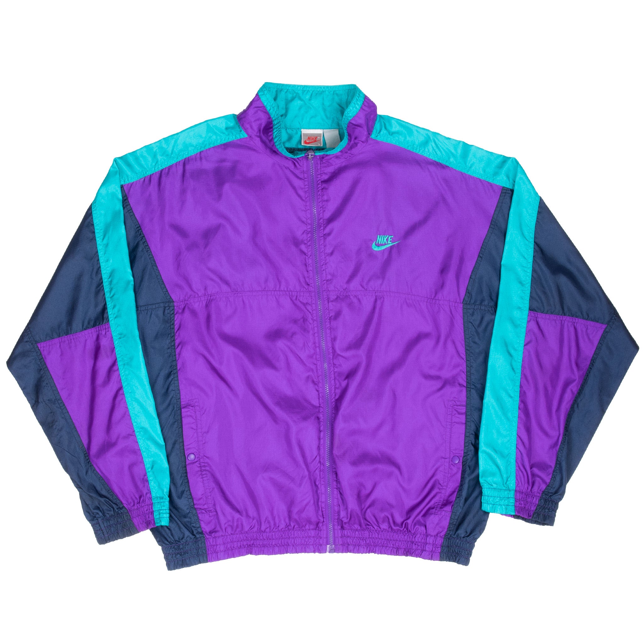 Vintage Nike Swoosh Purple Neon Windbreaker Jacket Late 1980S Size Large