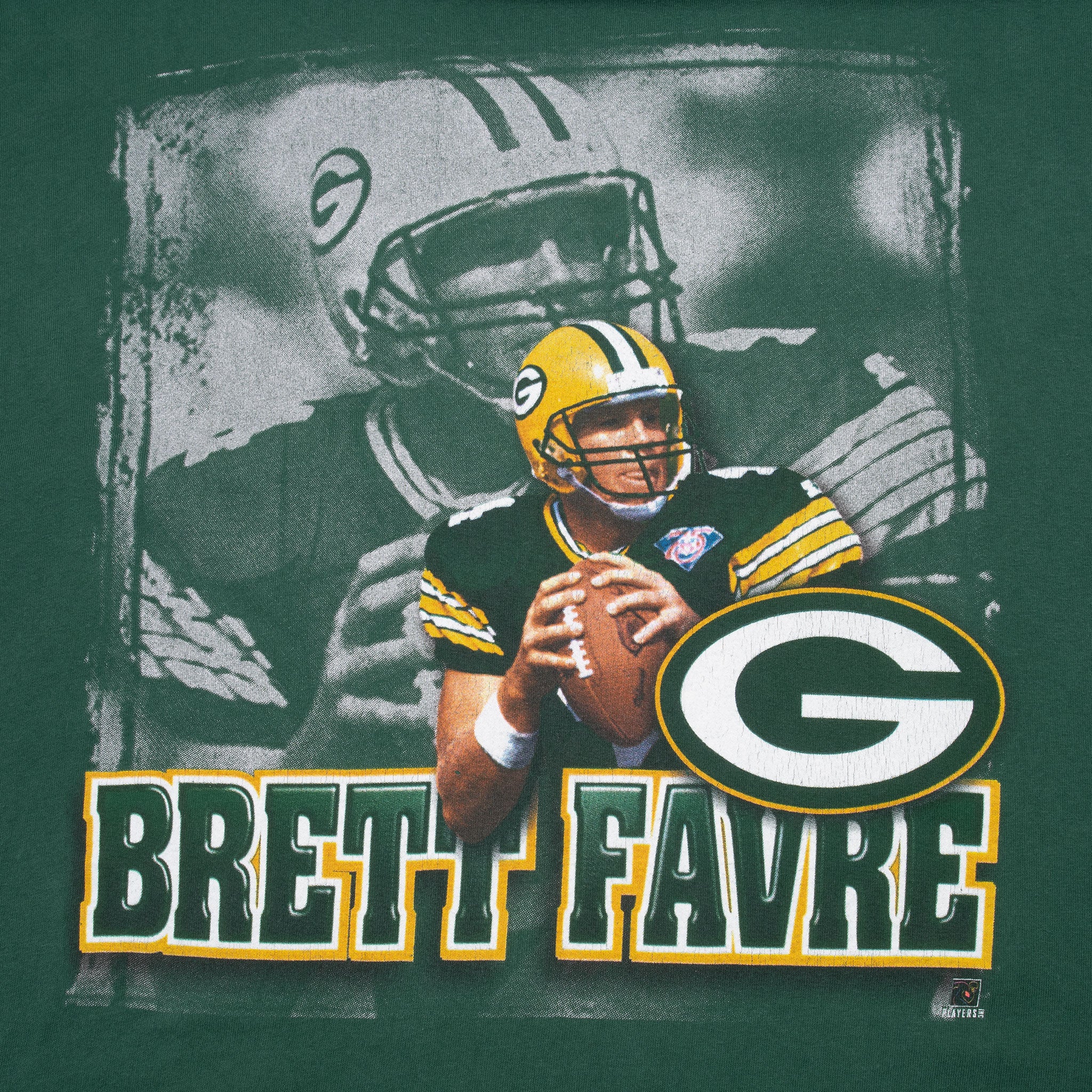VINTAGE NFL GREEN BAY PACKERS BRETH FAVRE 1990S TEE SHIRT 2XL MADE IN USA