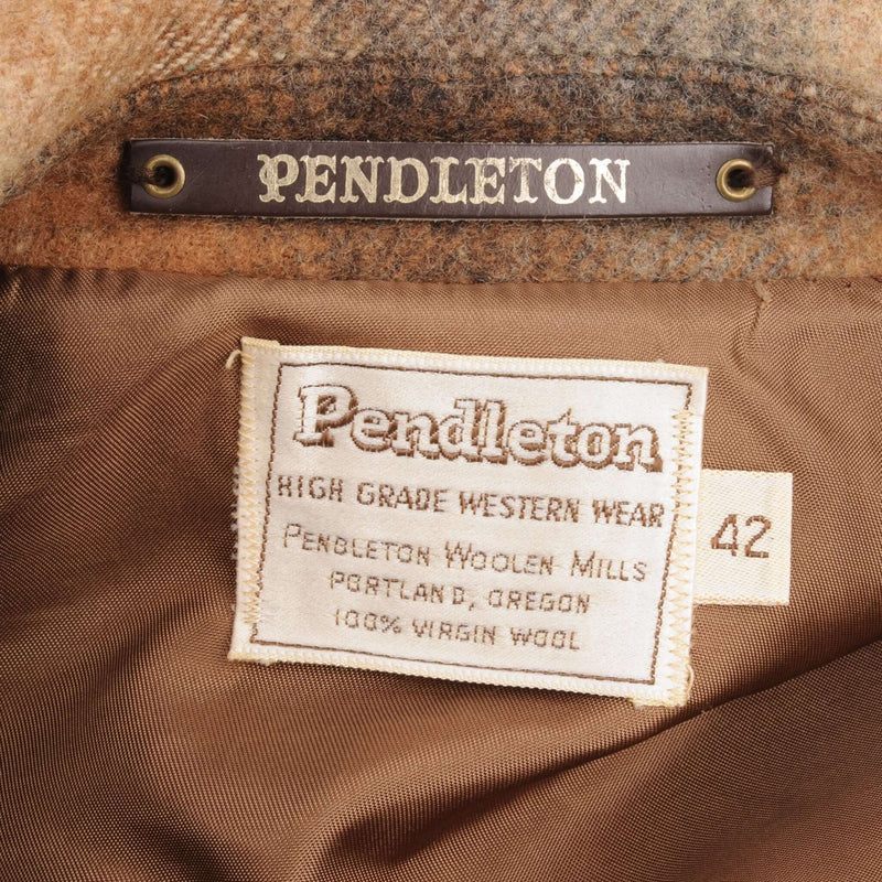 Vintage Pendleton Woolen Mills Check Coat Jacket 1970S Size 42 Made In USA