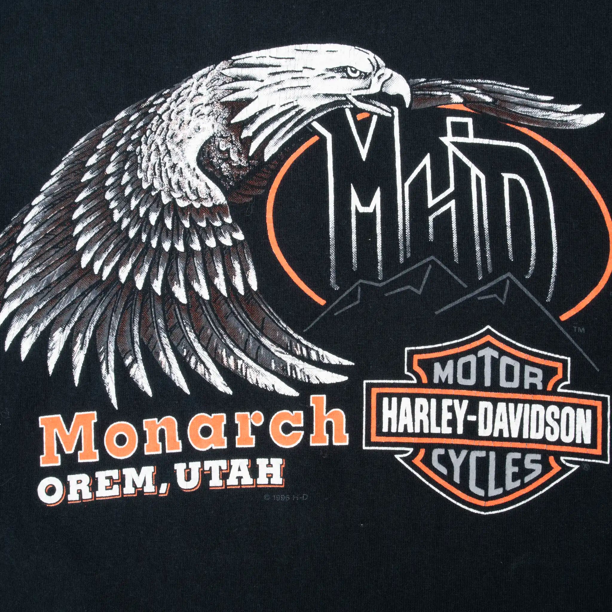 Vintage Harley Davidson Orem Utah Henley Tee Shirt 1998 Size Large Made In Usa