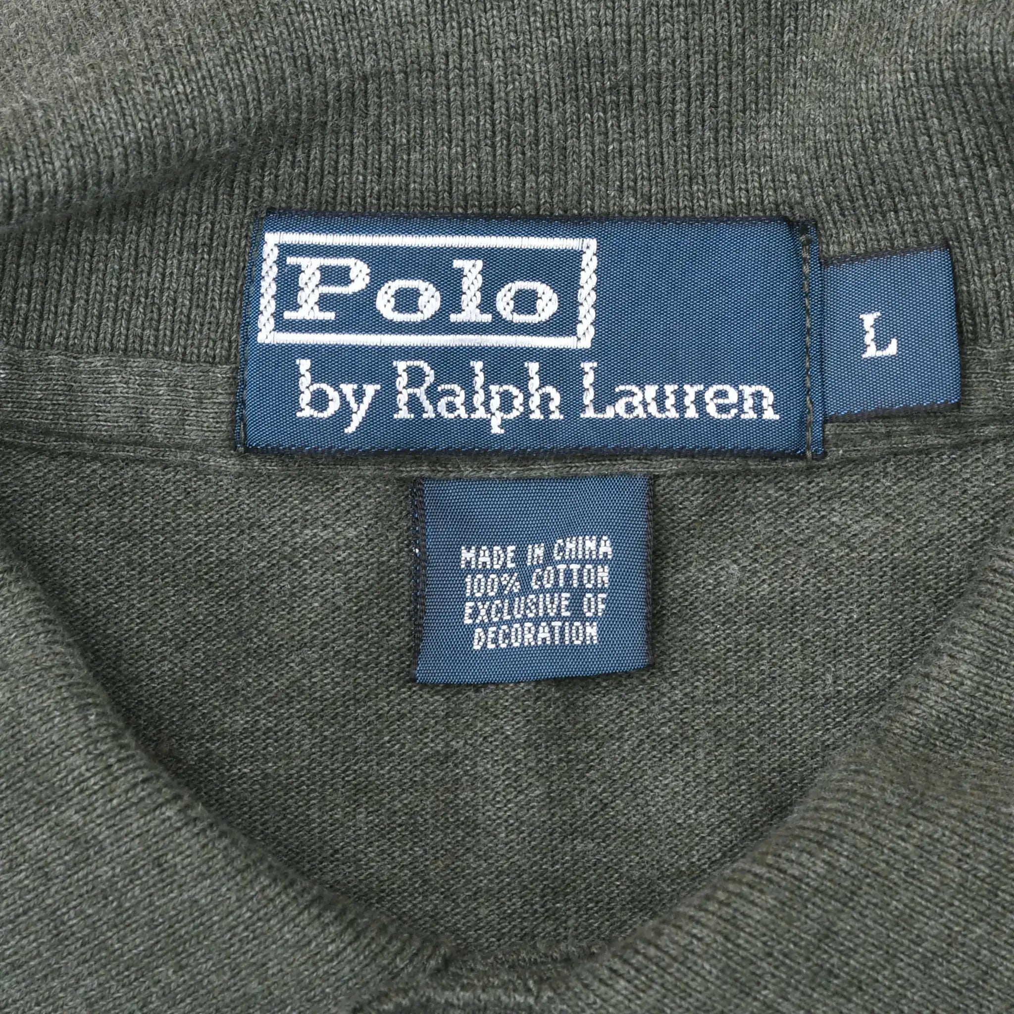 Polo by Ralph Lauren collar label with large size tag and care label