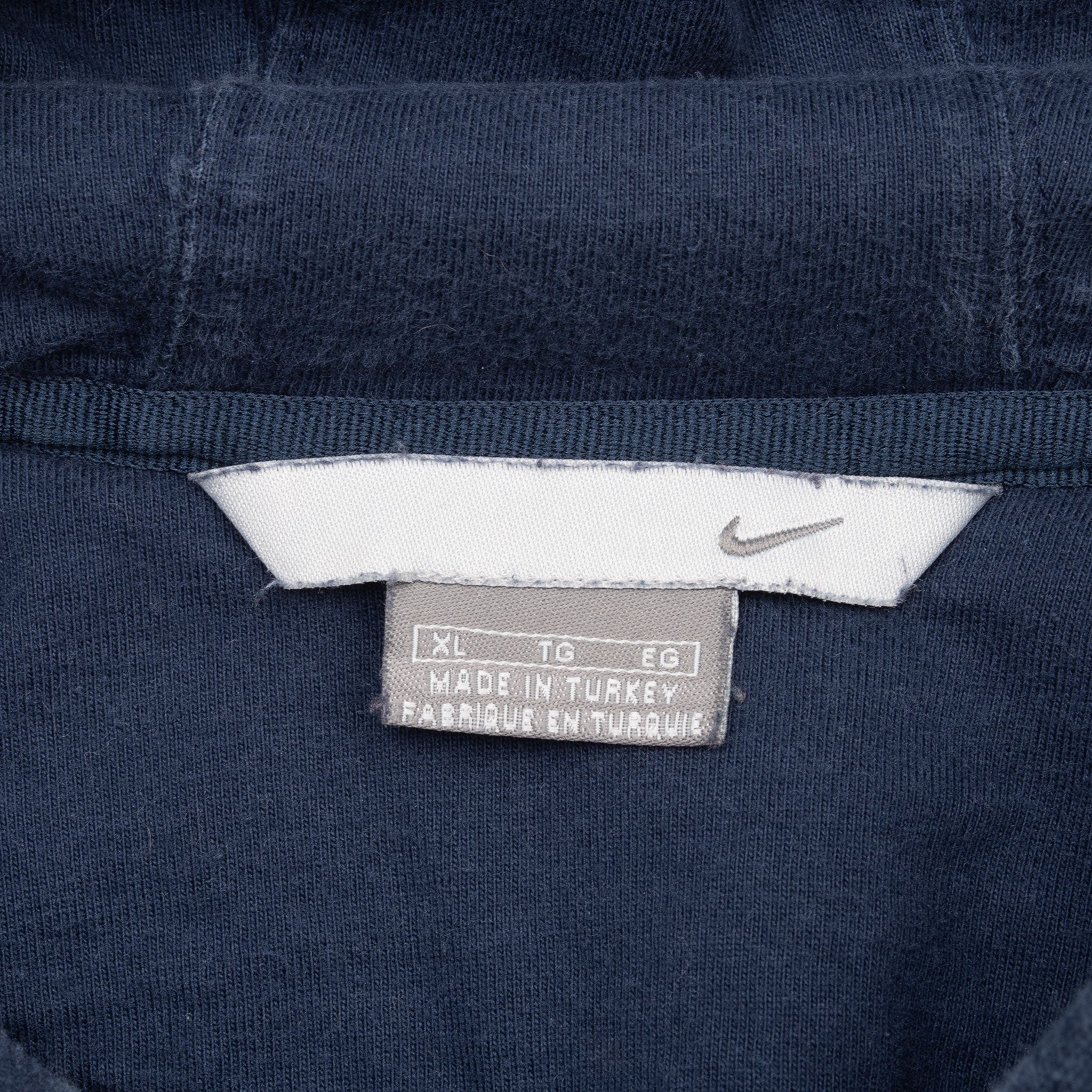 Vintage Nike Spellout Swoosh Navy Blue Hoodie Sweatshirt 2000S Size XL