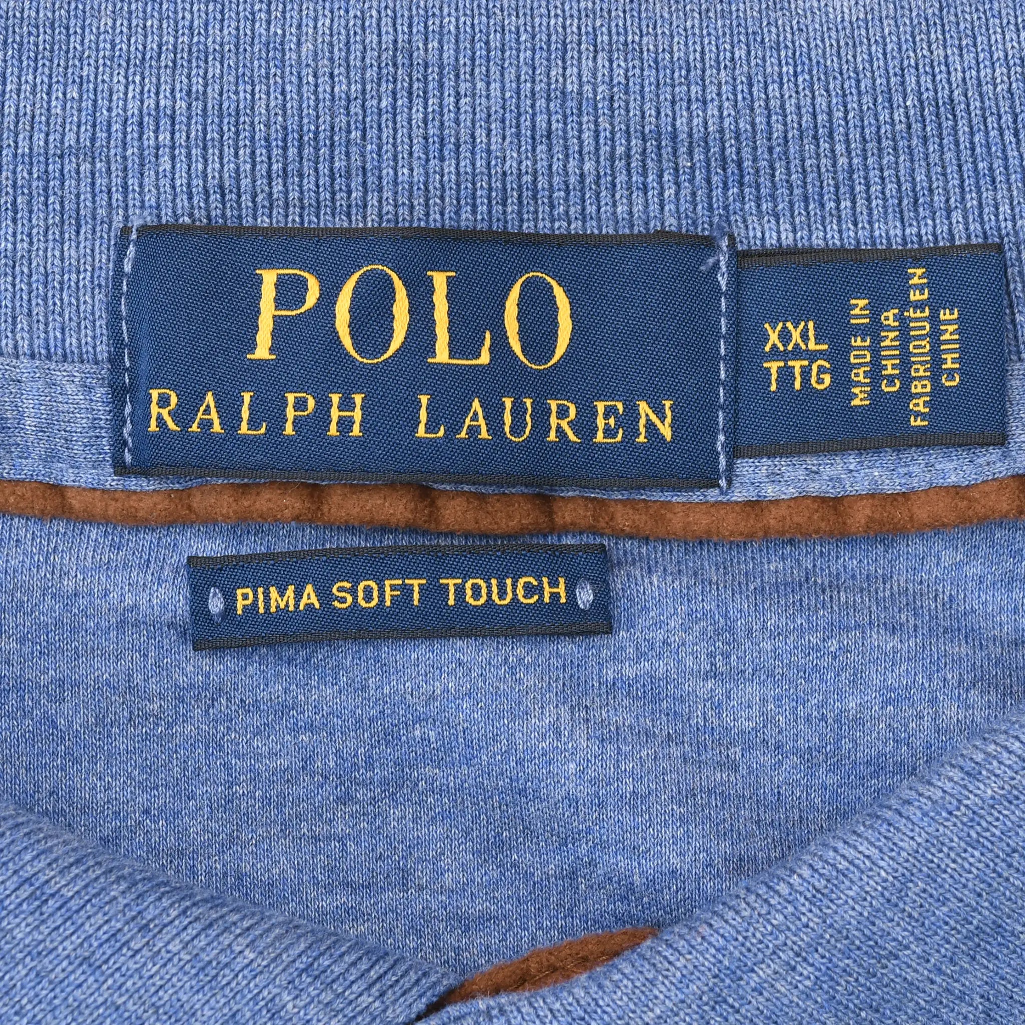 Polo Ralph Lauren collar label showing XXL and Pima Soft Touch