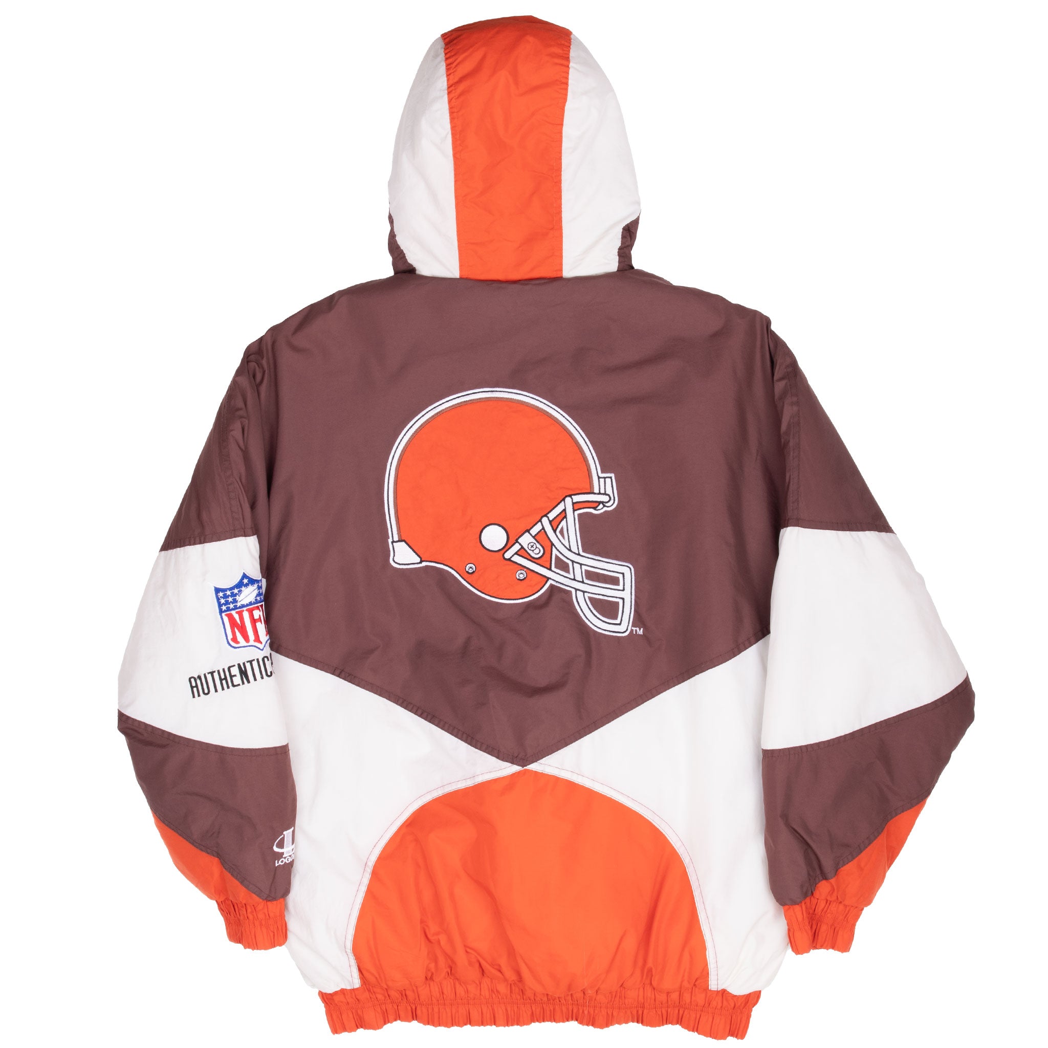 Vintage Nfl Cleveland Browns Hooded Windbreaker Jacket 1990S Size Large