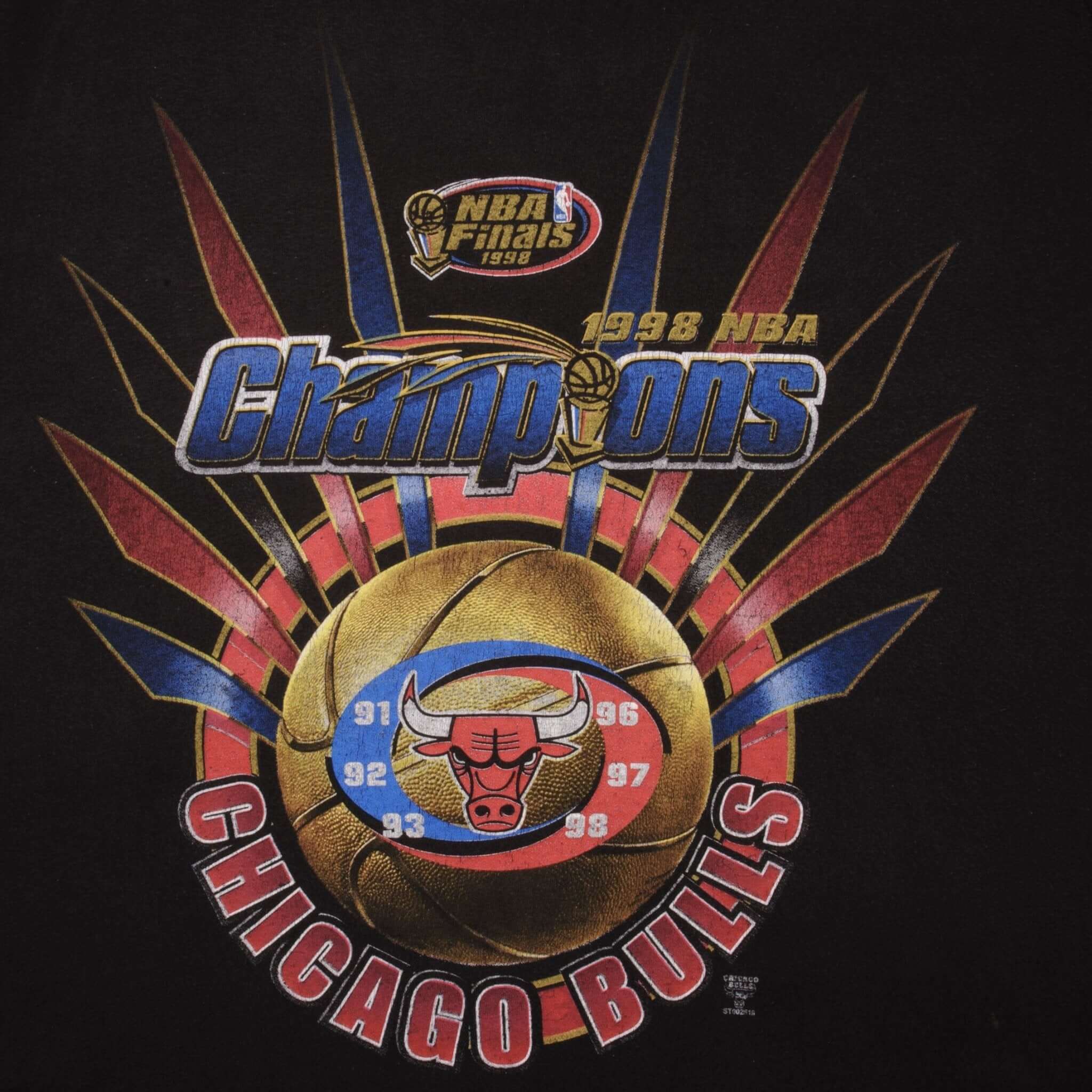 Vintage  NBA Chicago Bulls 1998 Champions Tee Shirt Size Large Made In USA