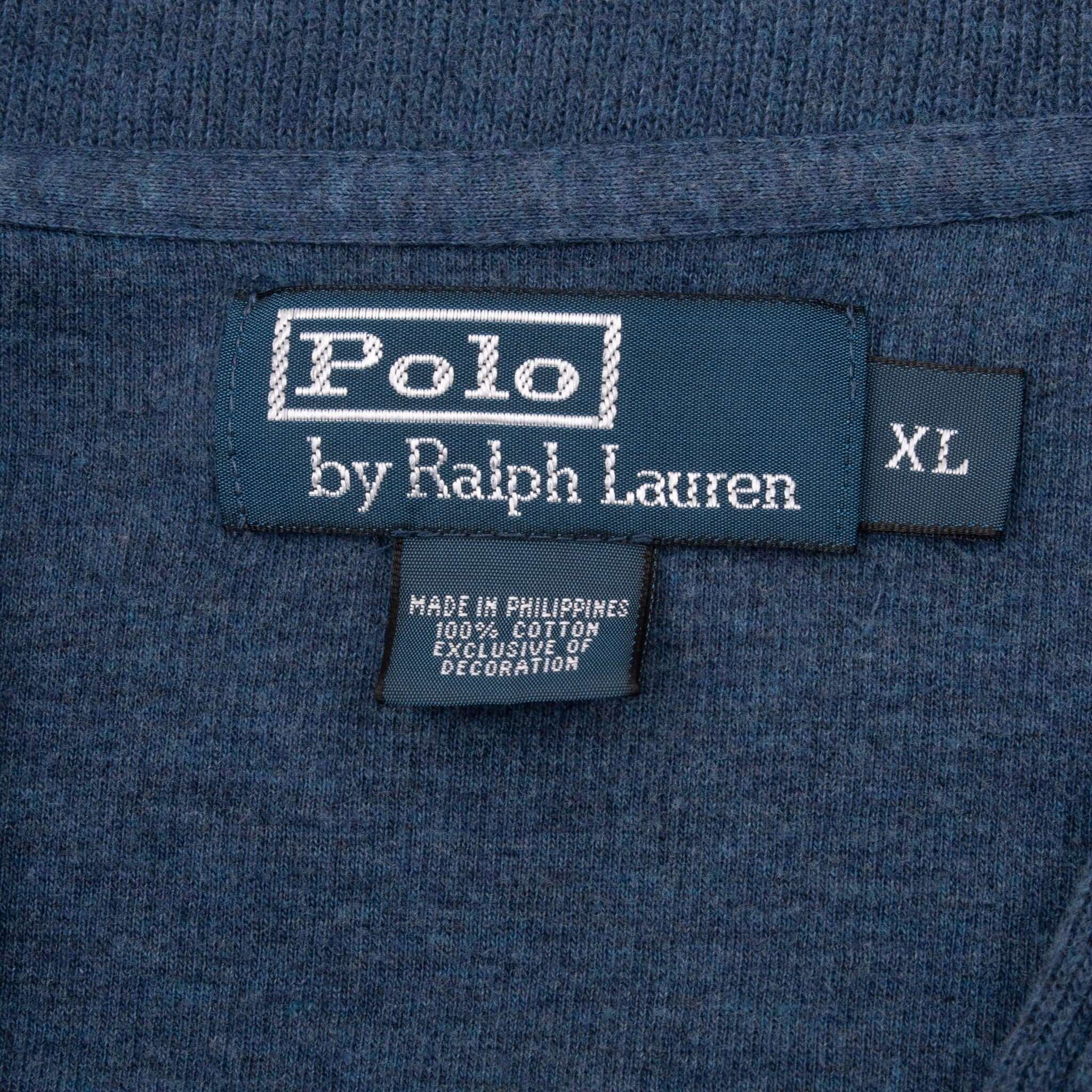 Vintage Polo Ralph Lauren Blue Quarter 1/4 Zip Sweater Size XL