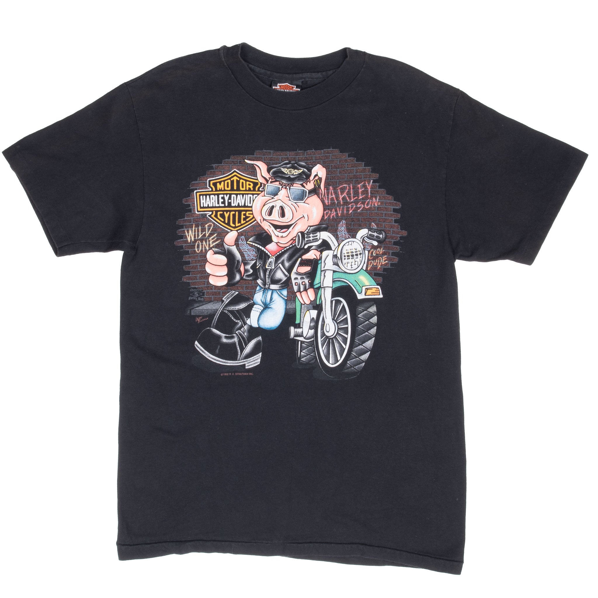 Vintage Harley Davidson Hog Nashville Tee Shirt 1992 Medium Made In Usa With Single Stitch Sleeves