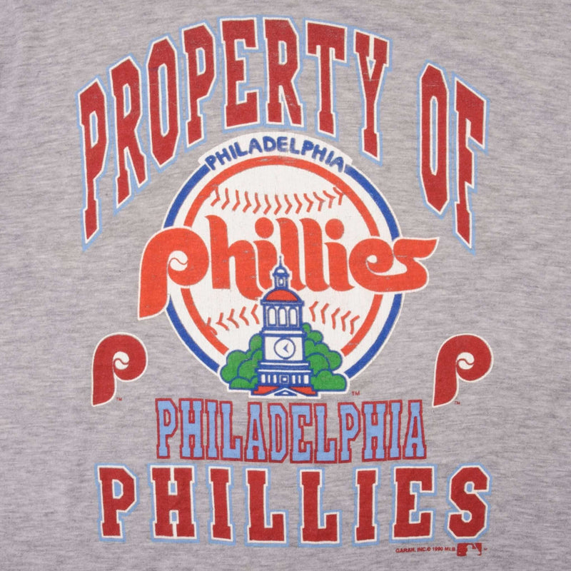 Vintage MLB Philadelphia Phillies Tee Shirt 1990 Size XL Made In USA with single stitch sleeves.
