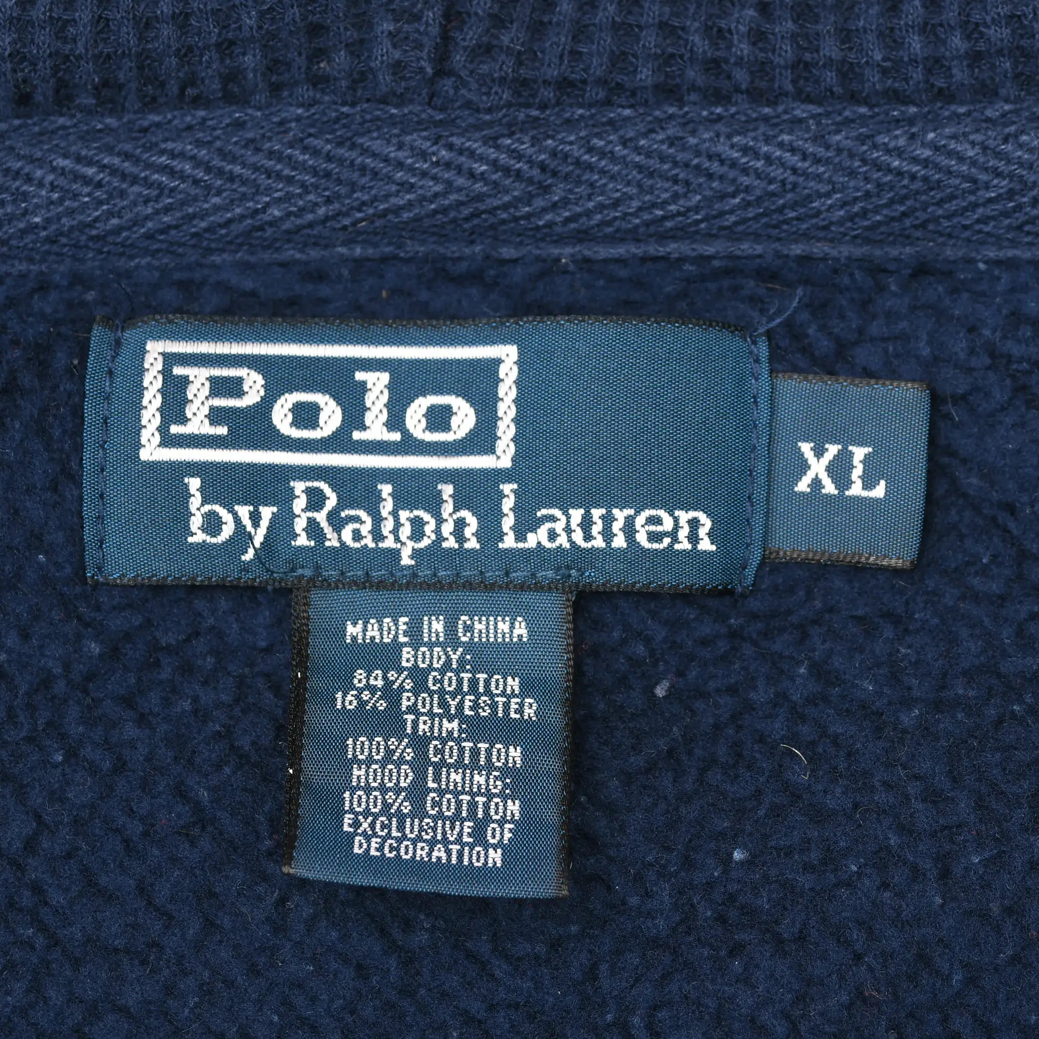 Polo by Ralph Lauren neck and care labels with XL size tag