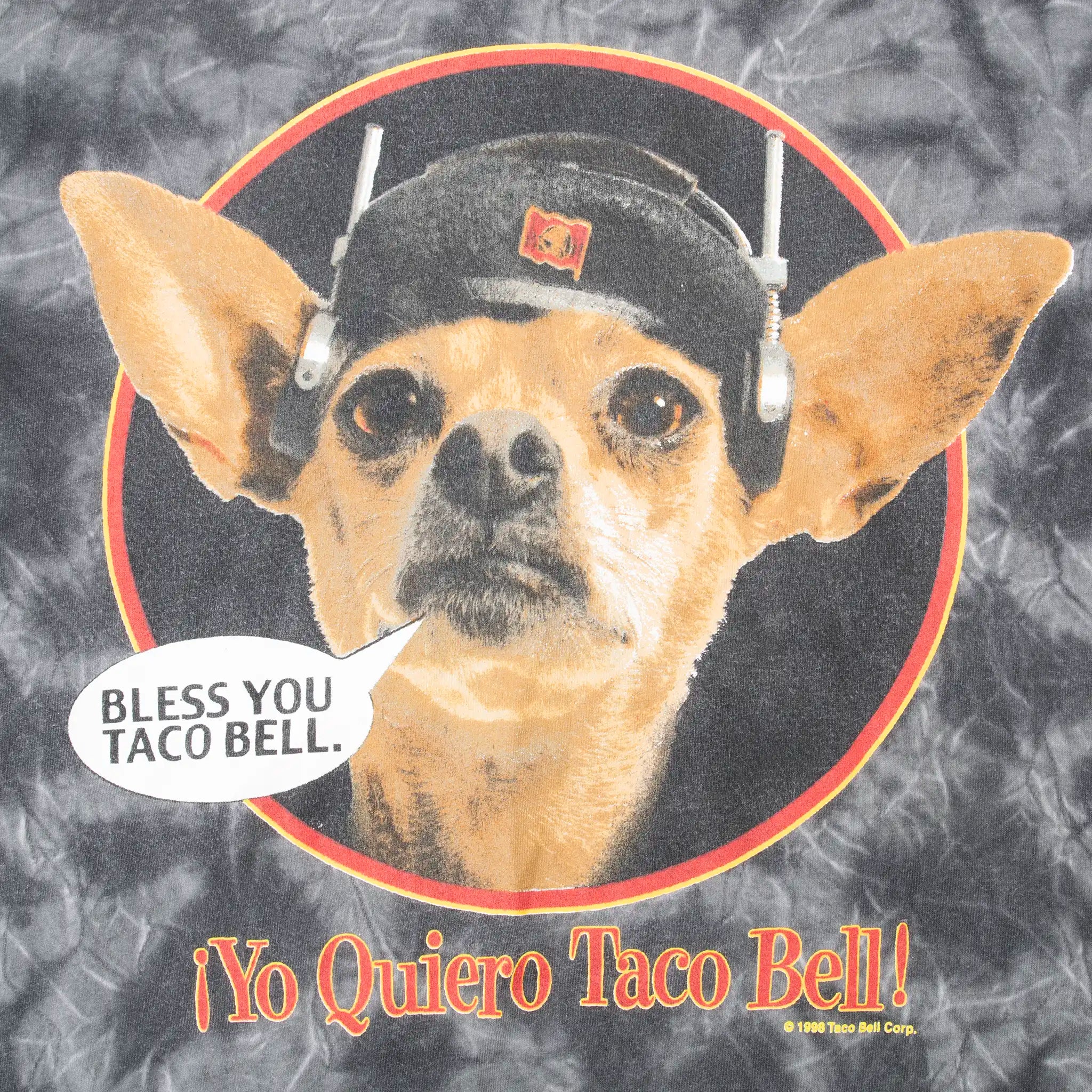 Vintage Tie Dye Taco Bell Chihuahua Long Sleeve Tee Shirt 1998 Size Medium Made In usa