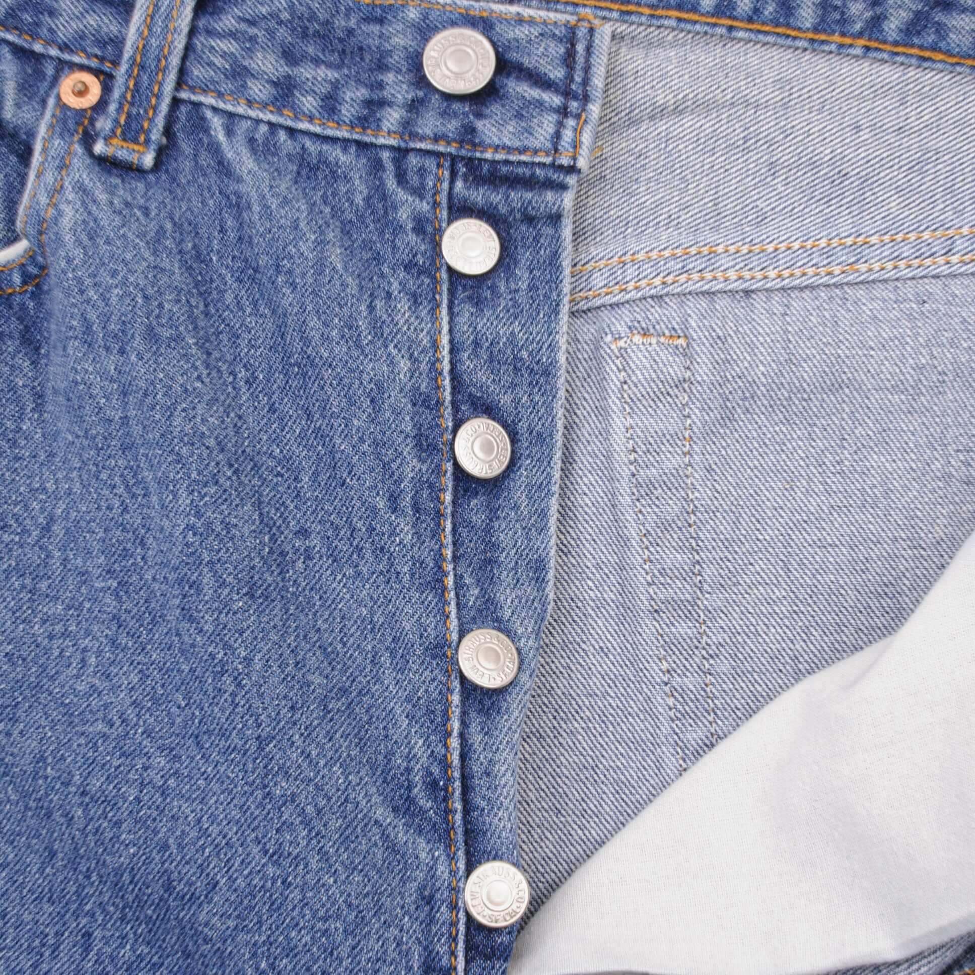 Beautiful Indigo Levis 501 Jeans 1990s Made in USA with Medium Dark Wash  Size on tag 35X32 Actual Size 34X29 Back Button #552