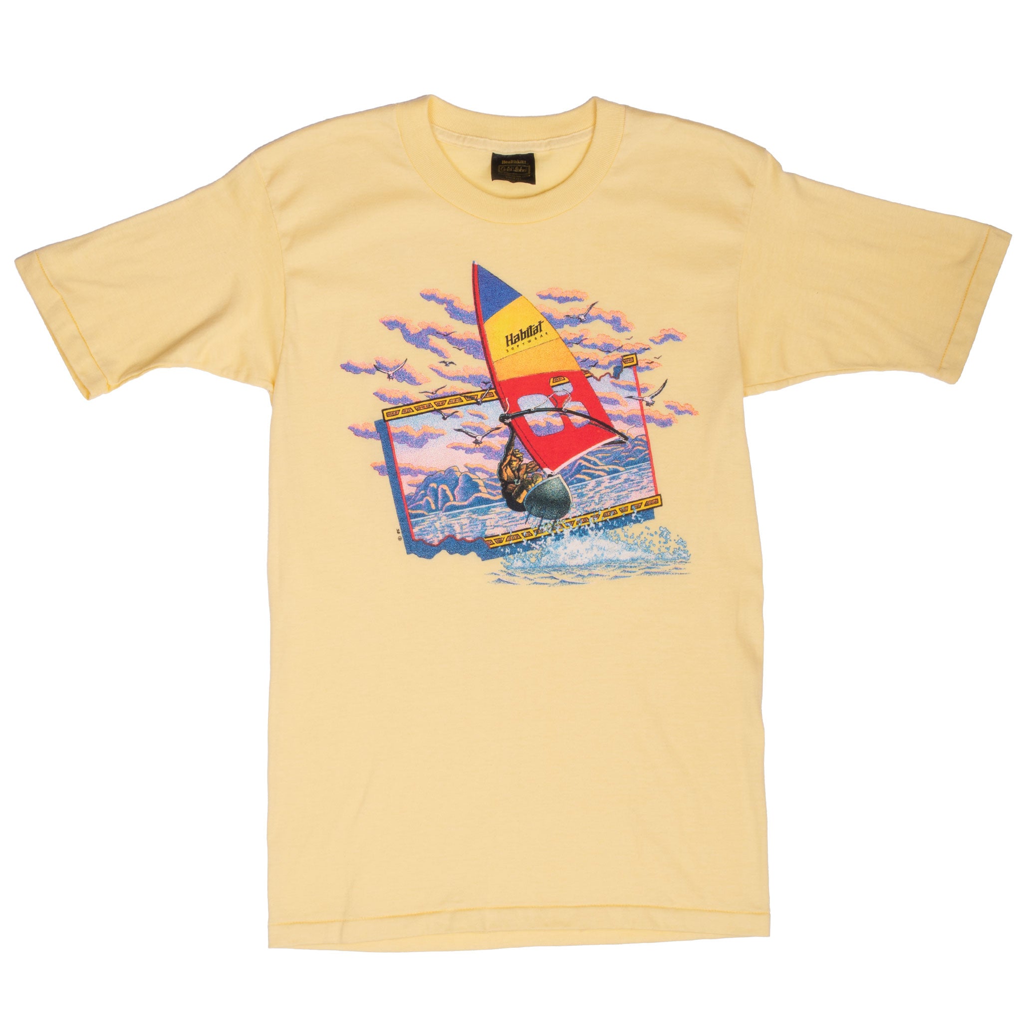 Vintage Windsurfing Habitat Sportwear 1985 Tee Shirt Size Small Made In Usa With Single Stitch Sleeves