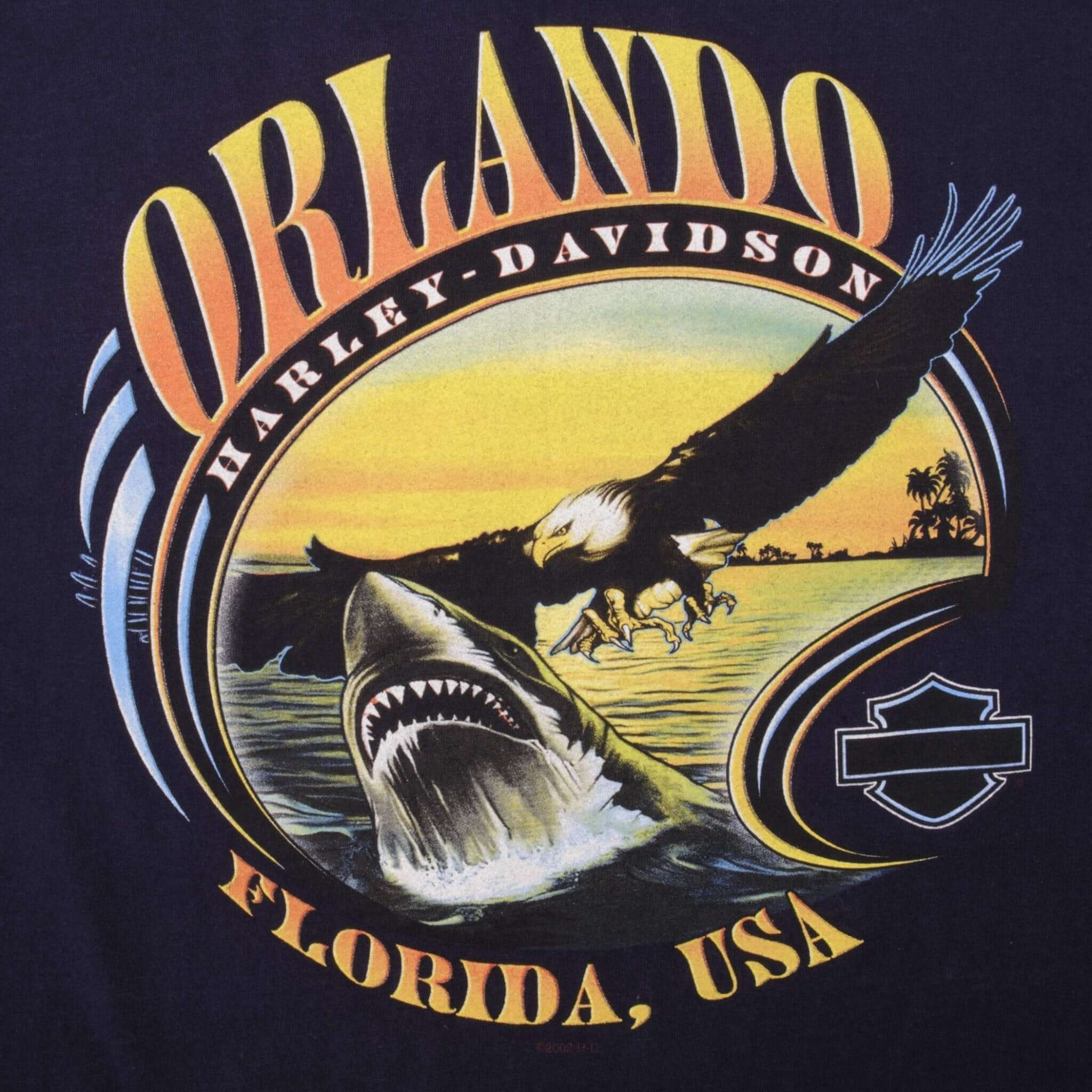 Vintage Harley Davidson Orlando Florida Tee Shirt 2002 Size Large Made In USA