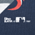 Close-up of Pro Player, MLB and 1997 copyright marks printed on navy fabric