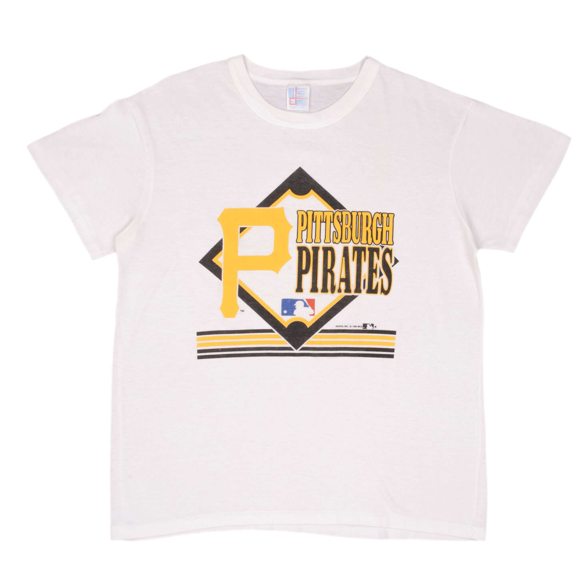 Vintage Mlb Pittsburgh Pirates 1990 Tee Shirt Size Large Made In Usa With Single Stitch Sleeves
