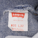 Beautiful Indigo Levis 501 Jeans 1980s Made in USA with Medium Light Wash.  Size on tag 35X32 Actual Size 34X30 Back Button #552