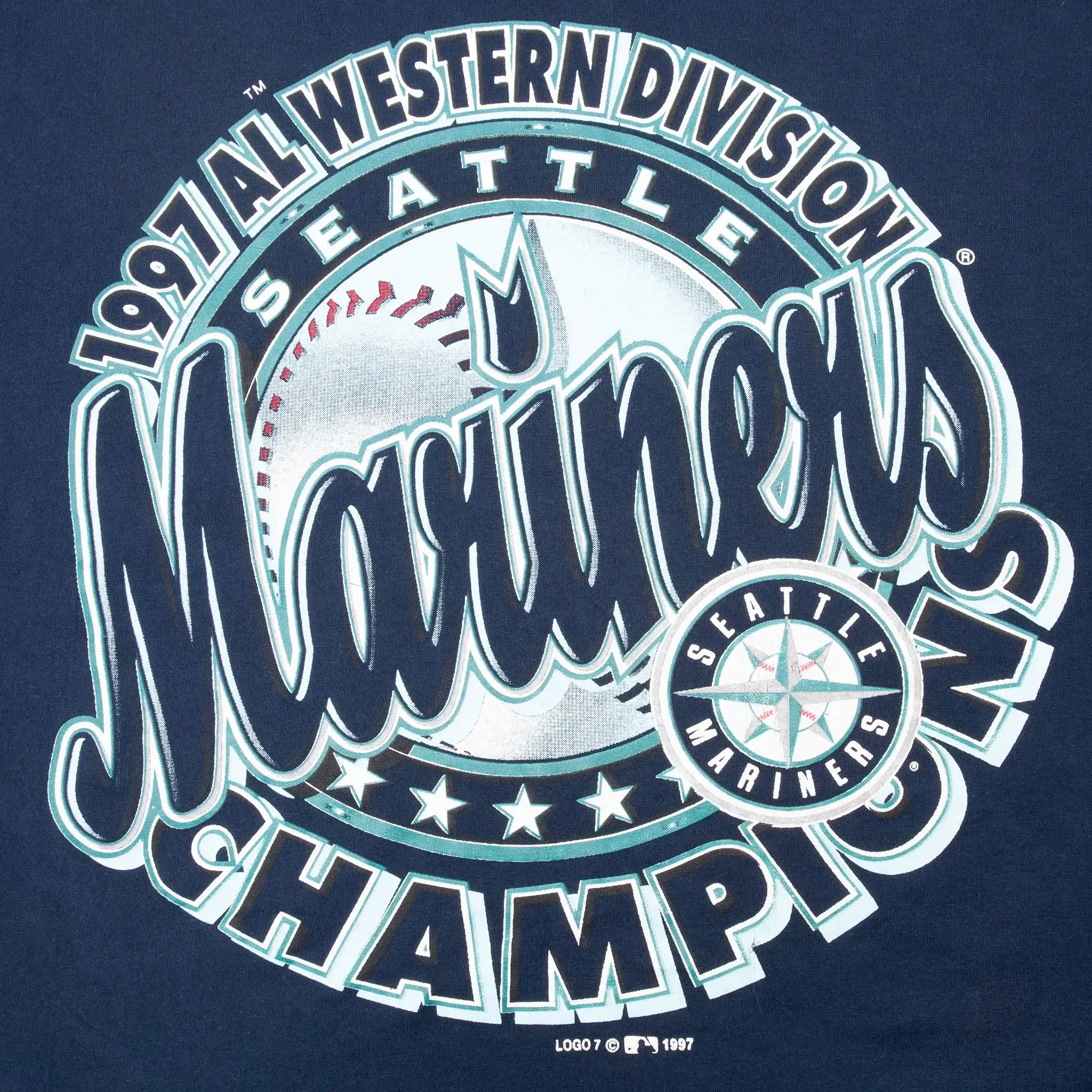 Vintage Mlb Seattle Mariners Western Champion 1997 Tee Shirt Size Large
