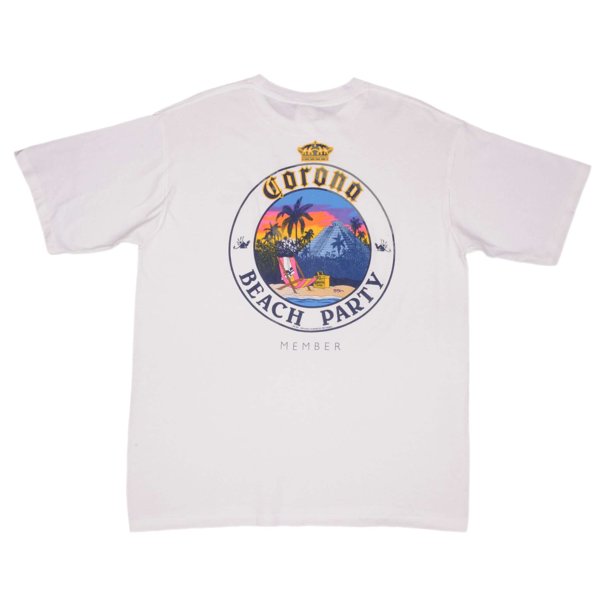 Vintage Corona Beach Club Member Tee Shirt 1990S Size XL Made In Usa With Single Stitch Sleeves