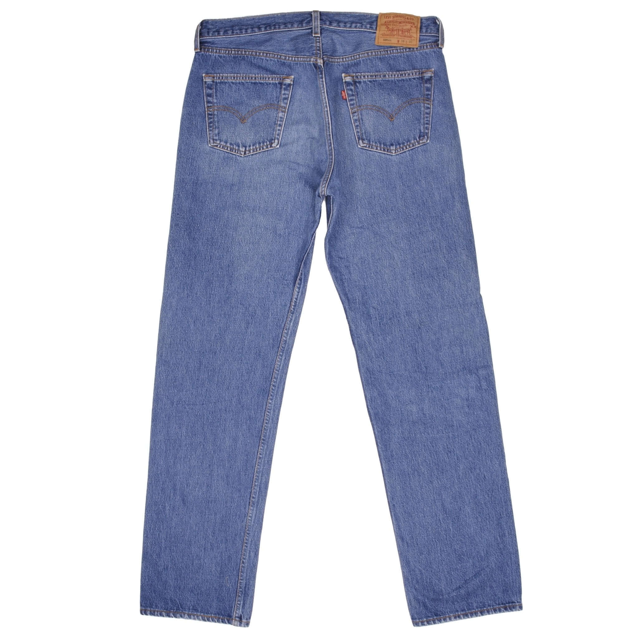 Beautiful Indigo Levis 501 Jeans 1990s Made in USA with Medium Wash  Size on tag 38X36 Actual Size 37X34 Back Button #524