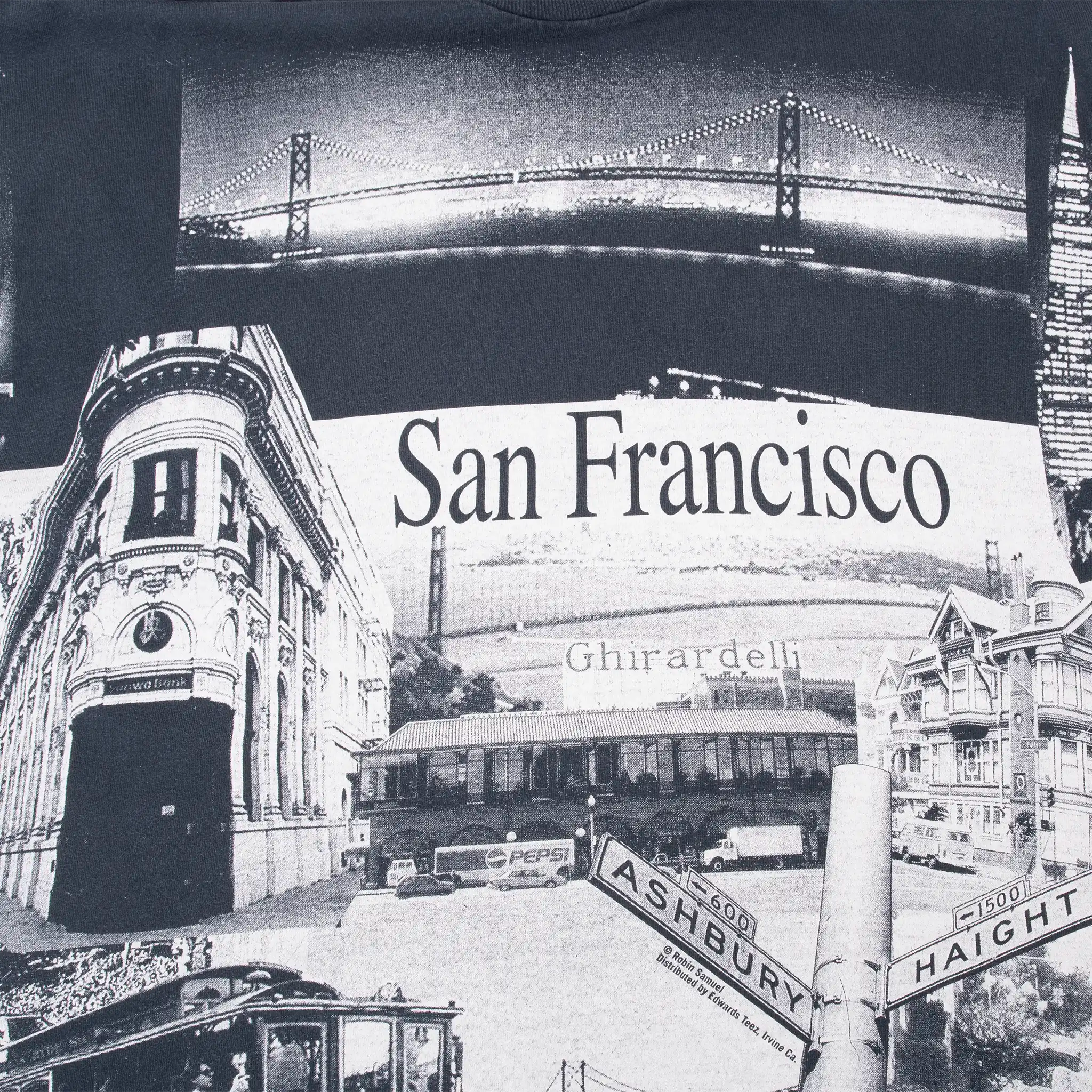 VINTAGE SAN FRANCISCO ALL OVER PRINT GRAPHIC TEE SHIRT 1990S SIZE XL
