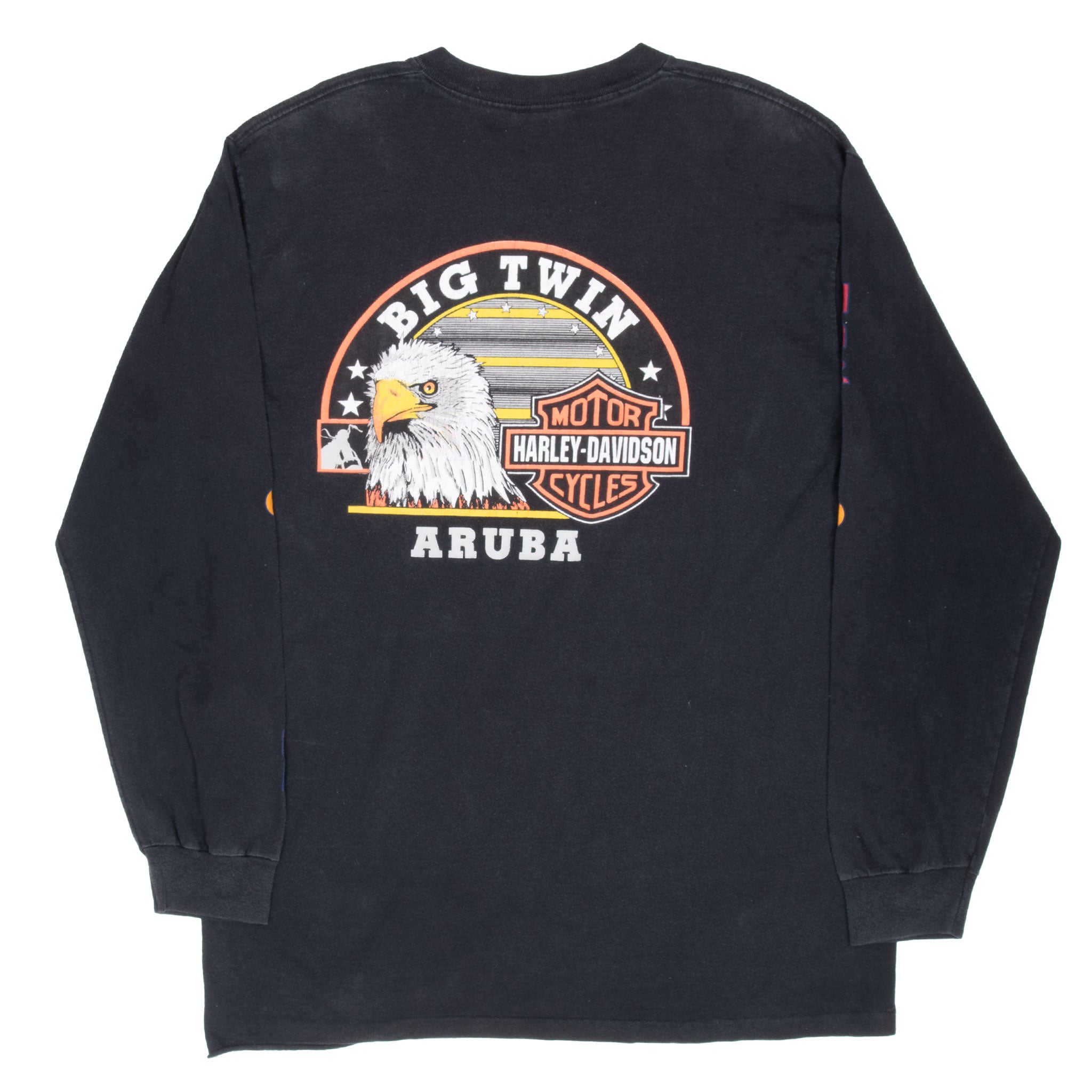 Vintage Harley Davidson Aruba 1997 Long Sleeve Tee Shirt Size Large Made In Usa