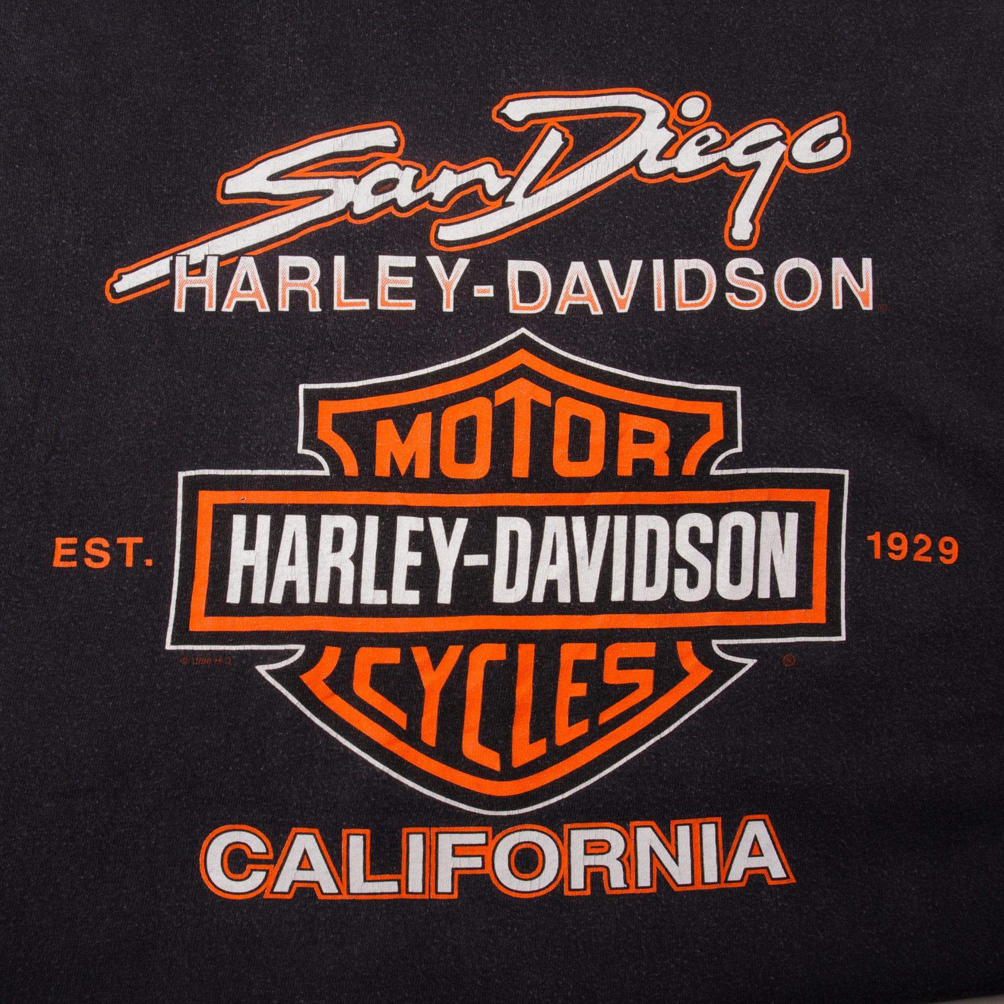 Vintage Harley Davidson San Diego, California Long Sleeves Tee Shirt 2001 Size L Made In USA. Hanes Beefy T tag.