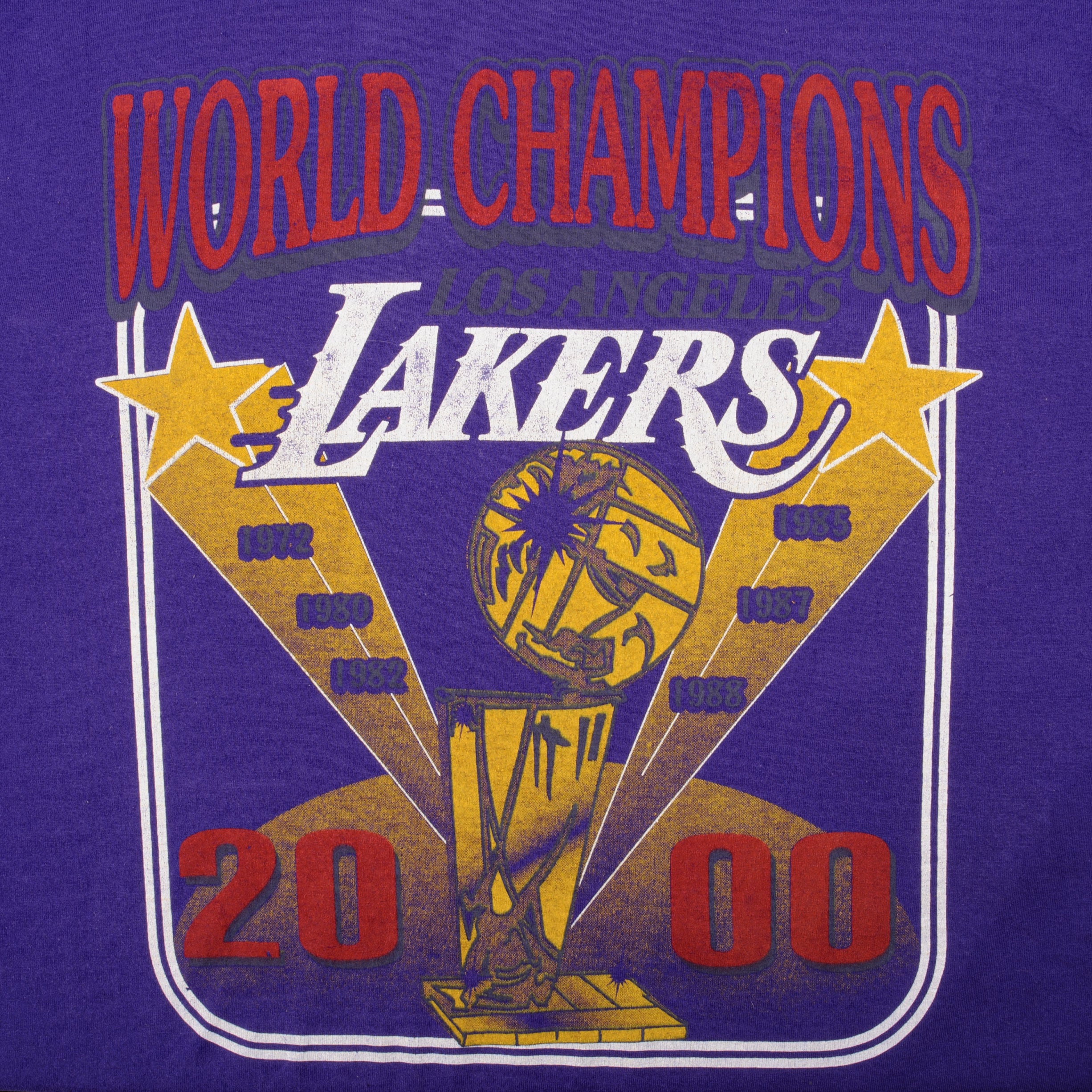 VINTAGE NBA LOS ANGELES LAKERS WORLD CHAMPIONS 2000 TEE SHIRT 2XL