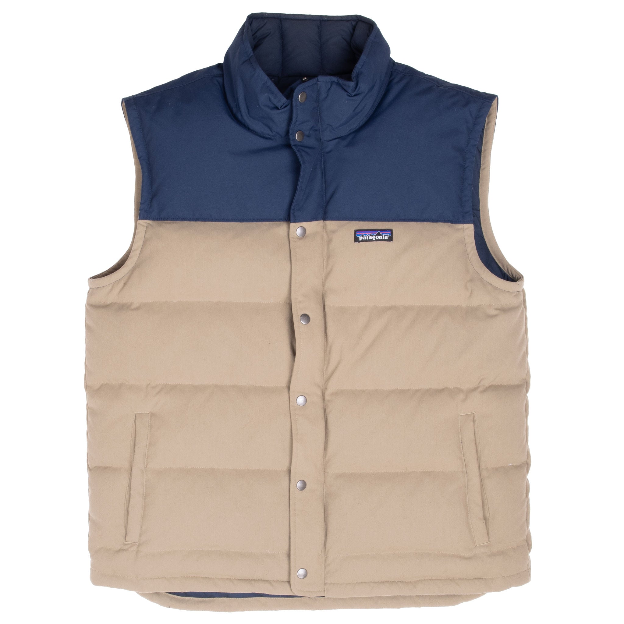 Vintage Patagonia Bivy Down Vest Blue And Beige Jacket Size Large