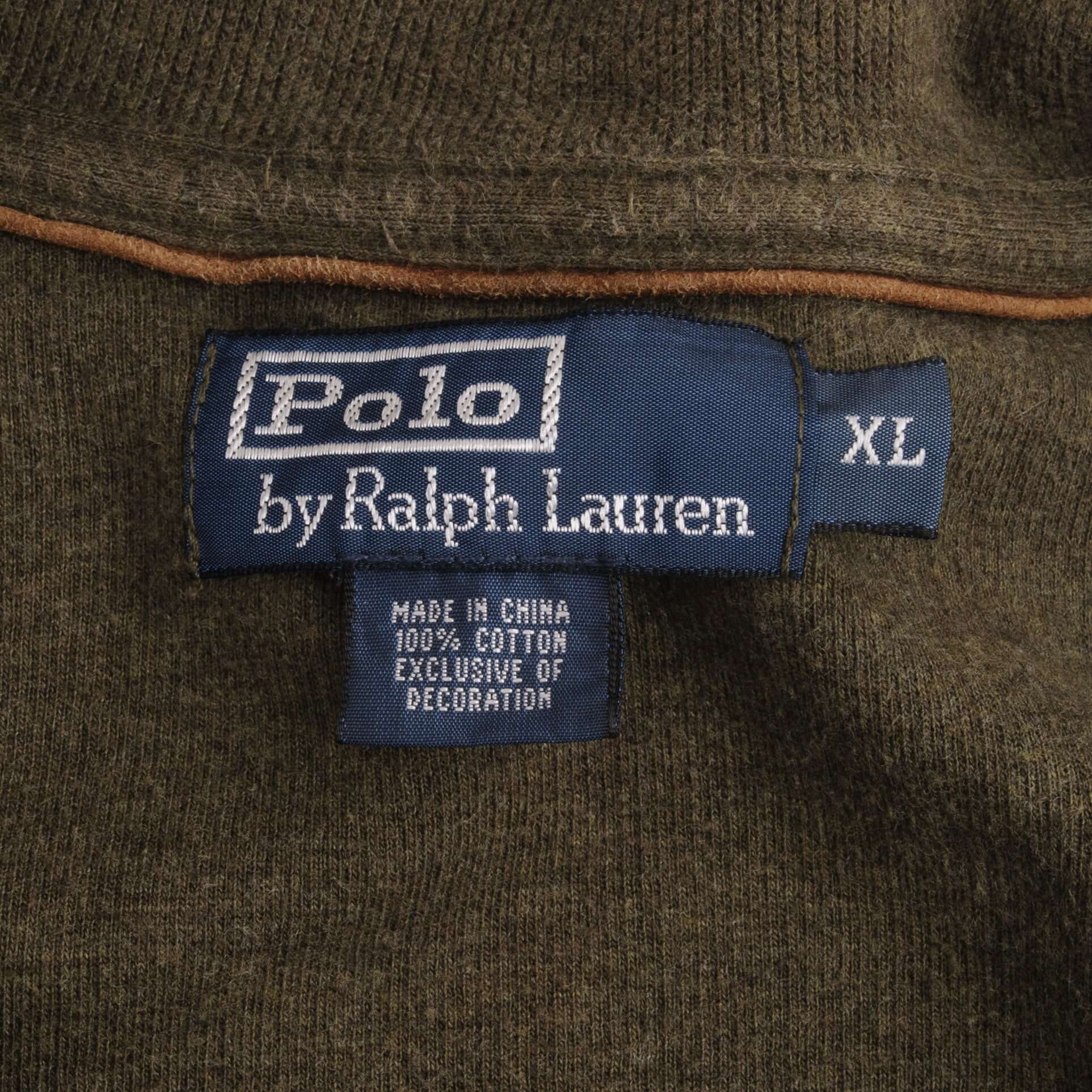 Vintage Polo Ralph Lauren Green Quarter 1/4 Zip Sweater 1990s Size XL