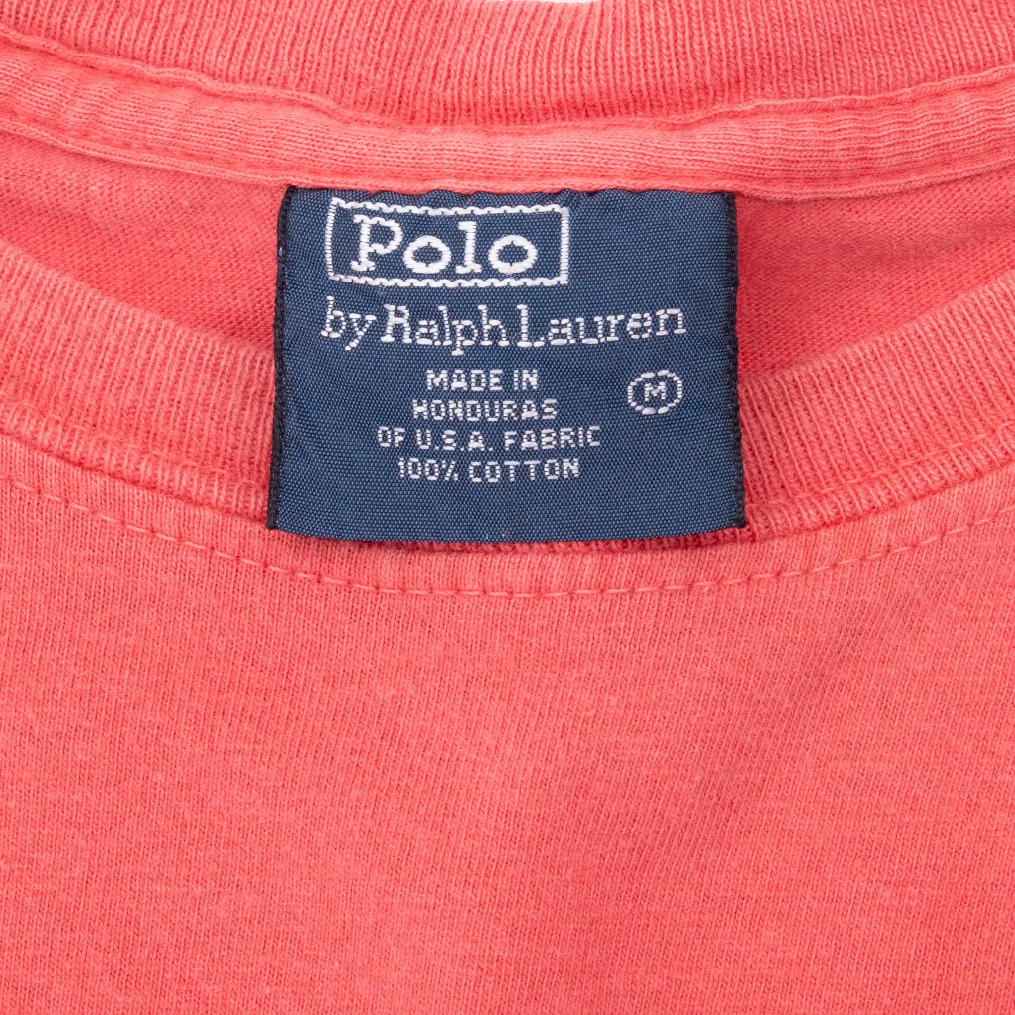 VINTAGE POLO RALPH LAUREN PINK TEE SHIRT 1990S SIZE MEDIUM