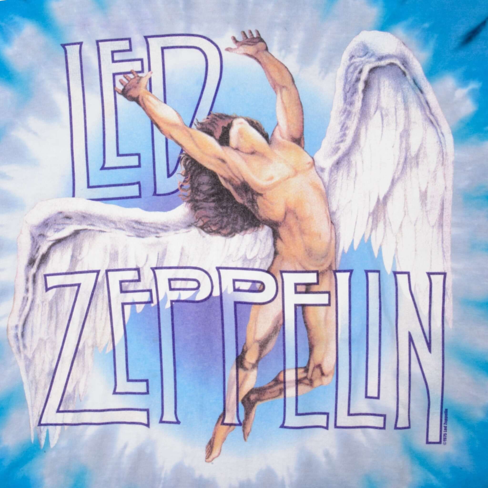 Vintage Tie Dye Led Zeppelin Liquid Blue Tee Shirt 1990S Size Large 
