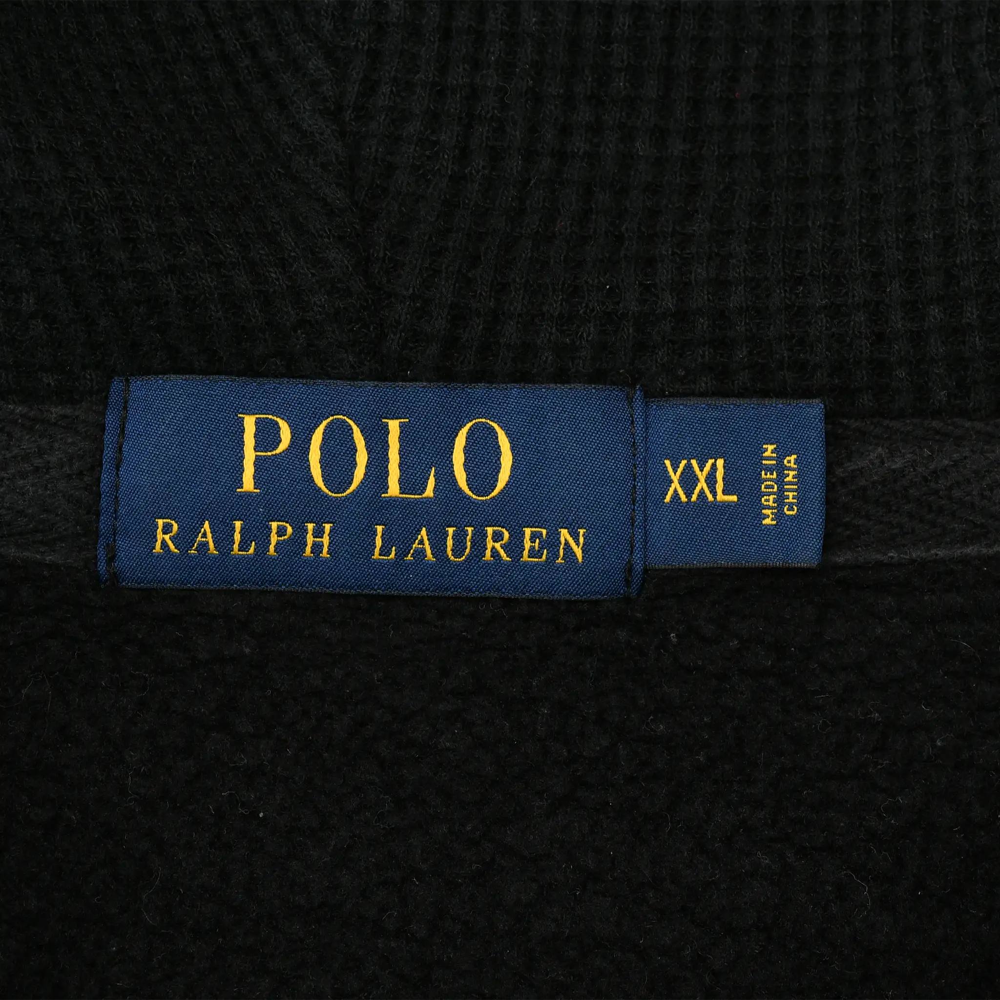 Polo Ralph Lauren XXL neck label on black hoodie