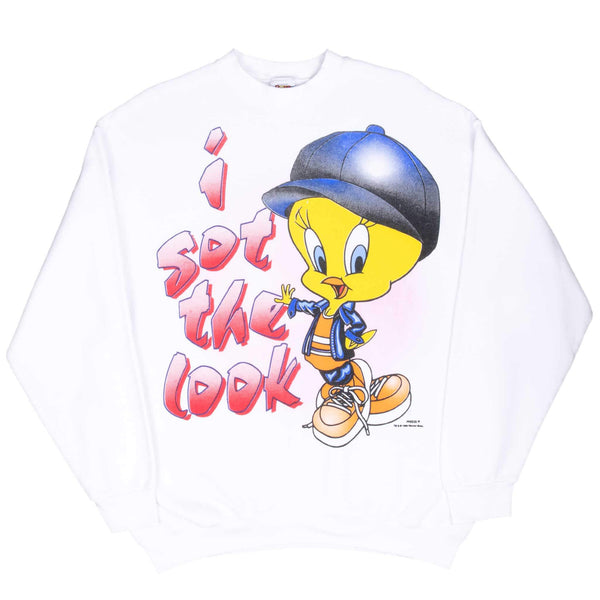 Vintage Looney Tunes Tweety I Got The Look 1996 Sweatshirt Size XL Made In USA