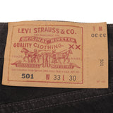 Beautiful Black Levis 501 Jeans 1990s Made in USA   Size on tag 33X30 Actual Size 33X30  Back Button #501