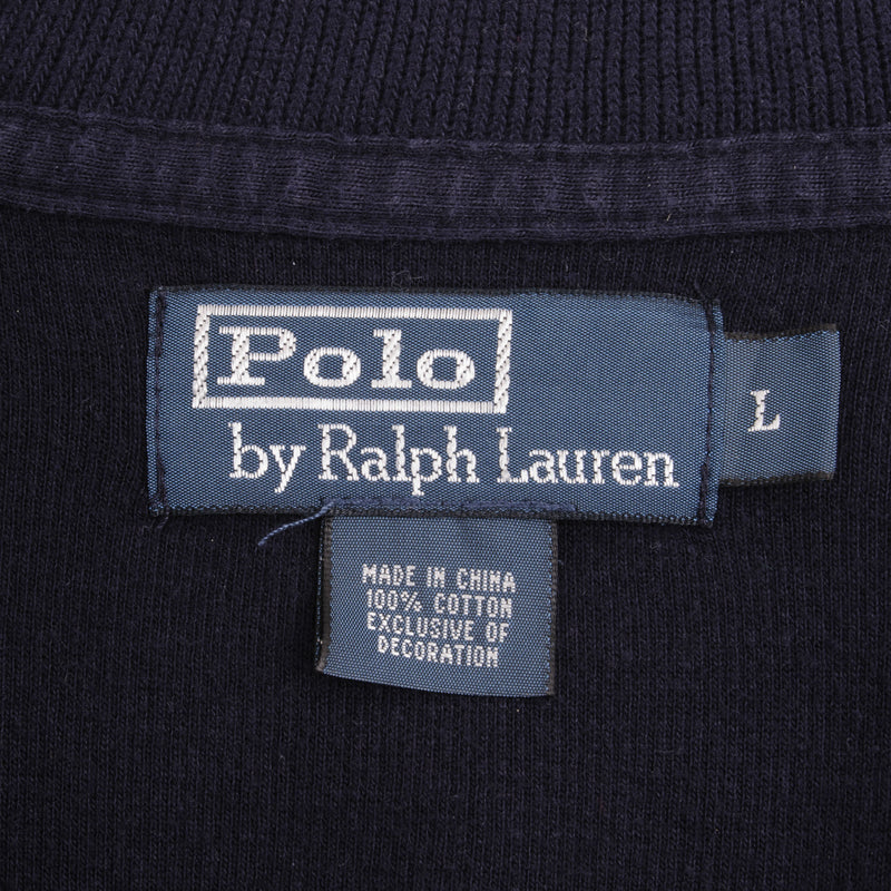 Vintage Polo Ralph Lauren Navy Blue Quarter 1/4 Zip Sweater 1990s Size Large