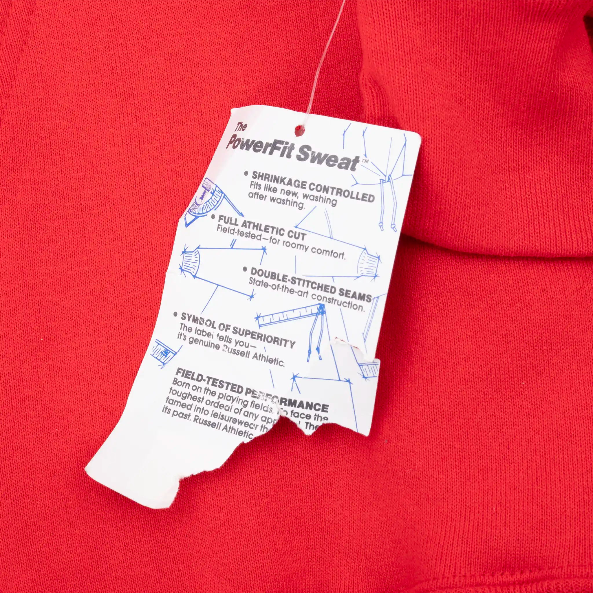 VINTAGE RUSSELL RED HENLEY BLANK HOODIE SWEATSHIRT 1990S MEDIUM USA DEADSTOCK