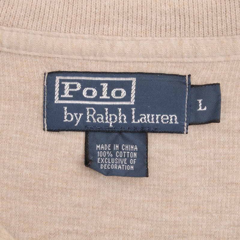 Vintage Polo Ralph Lauren Beige Quarter 1/4 Zip Sweater 1990s Size Large