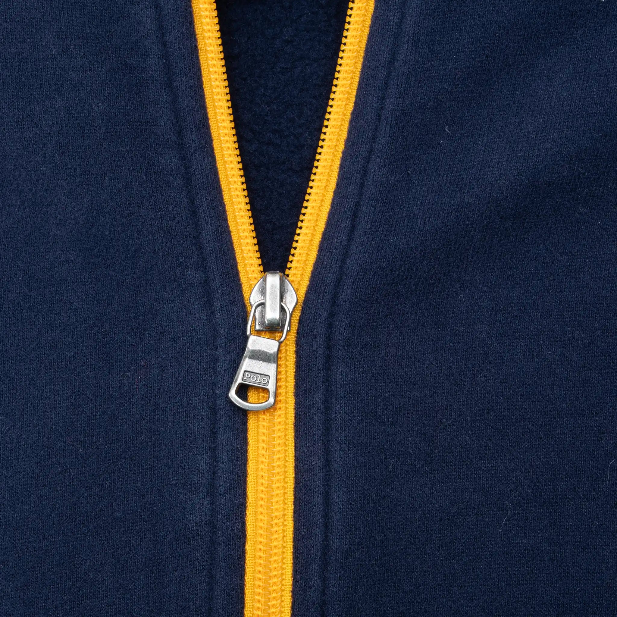 Vintage Polo Ralph Lauren Blue Yellow Zip Up Sweatshirt Jacket 1990S Size Large