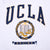 Close-up of navy and gold UCLA Bruins lettering and University of California seal graphic