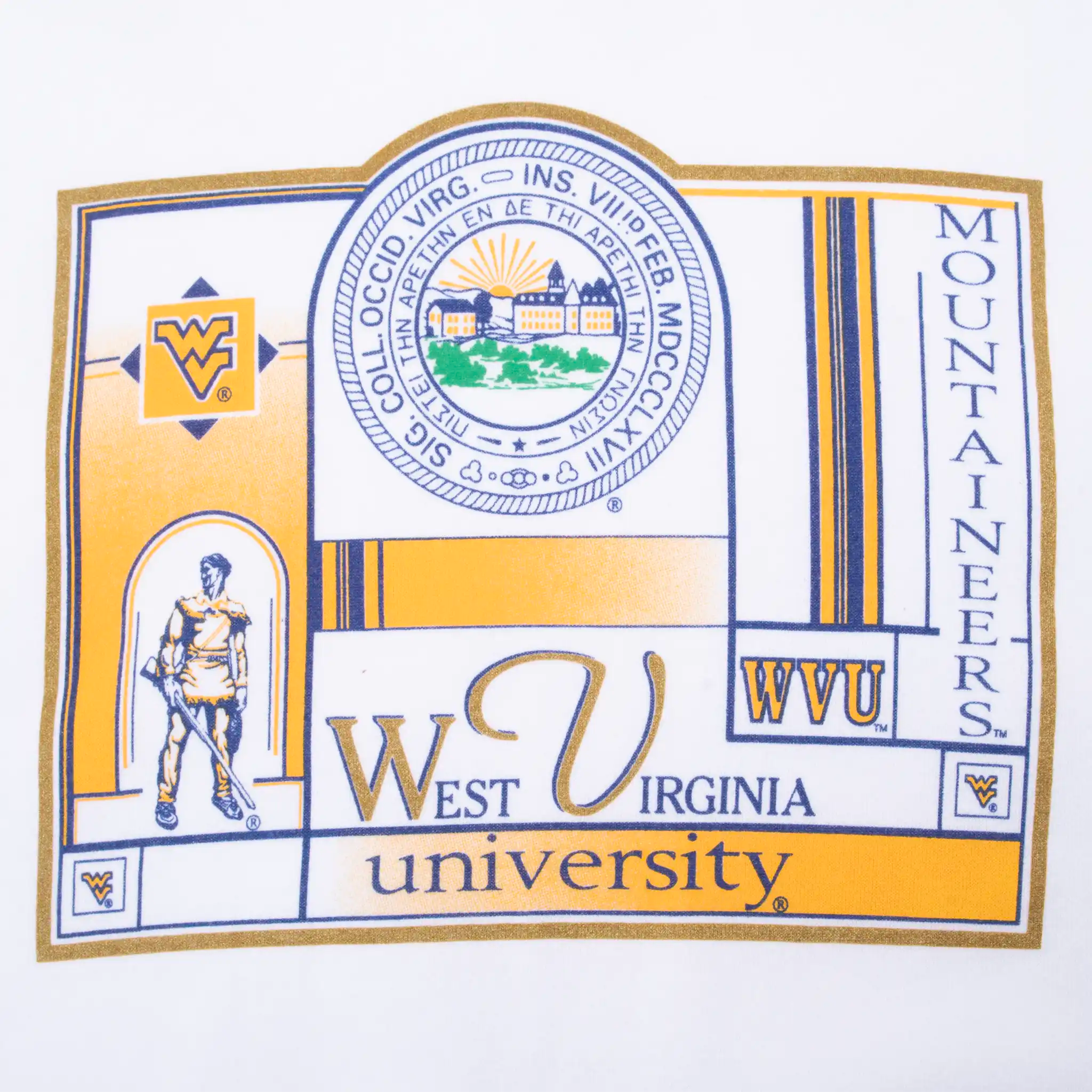 VINTAGE WEST VIRGINIA UNIVERSITY WHITE SWEATSHIRT 1990S SIZE 2XL